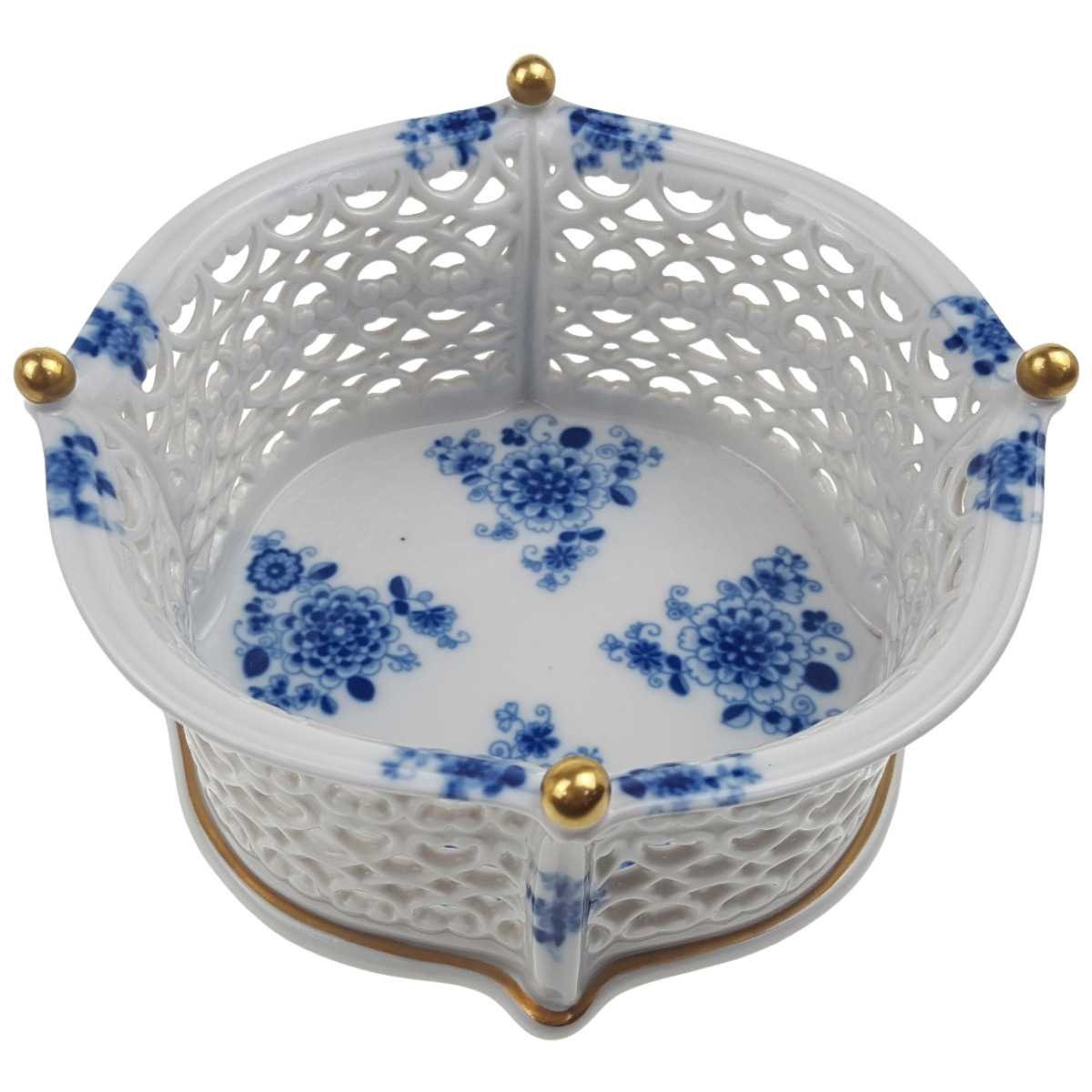 Durchbruchschale Durchbrucharbeit Wallendorf Echt Kobalt Blaue Blumen gebraucht - gut