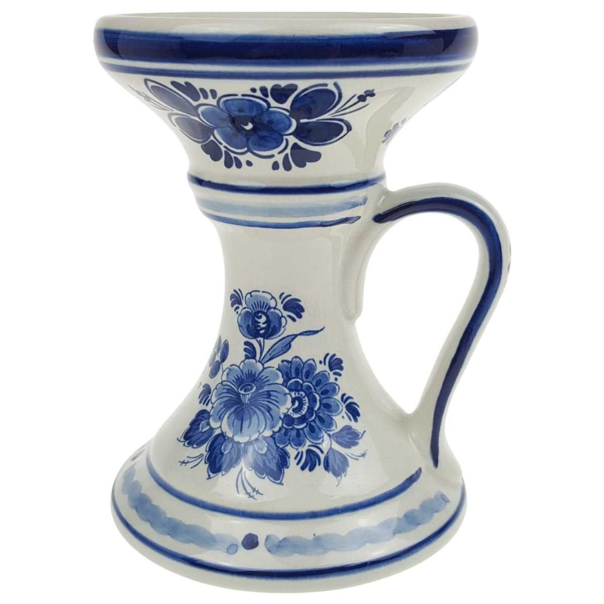 Kerzenhalter mit Henkel Handwerk Delfts Blumendekor Blumen gebraucht - gut