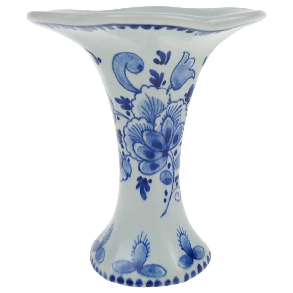 Tischvase klein 10 cm Delfts Blumendekor Blumen gebraucht - gut