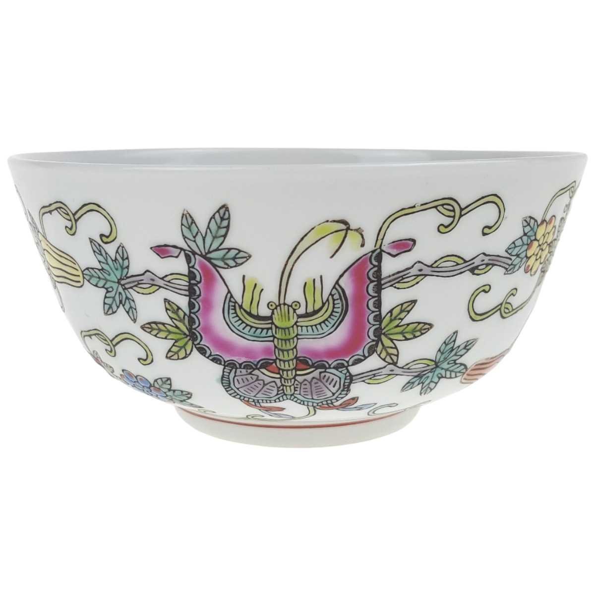 Schale 11,8 cm Chinesisches Porzellan Schmetterling Blume Dekor gebraucht - gut