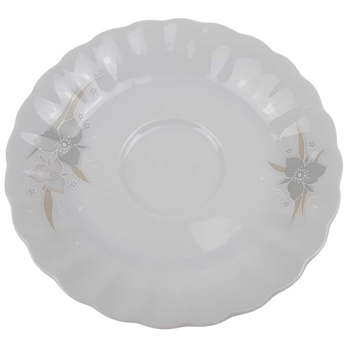 Untertasse für Kaffee 14,7 cm Eschenbach Toledo rosa graue Blüten gebraucht - gut