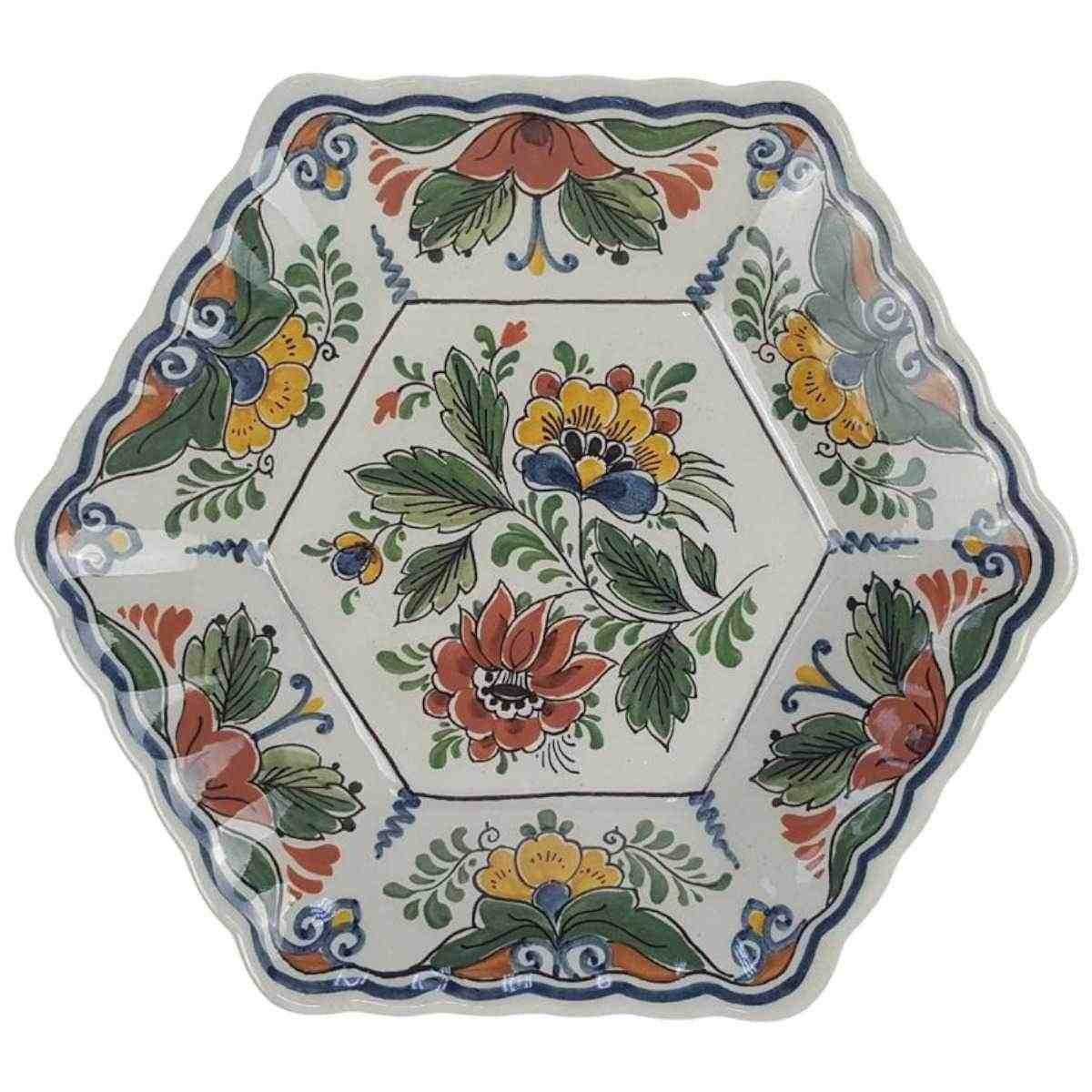 Wandteller Delfts Polychroom Blumendekor Bunt Blumen gebraucht - sehr gut