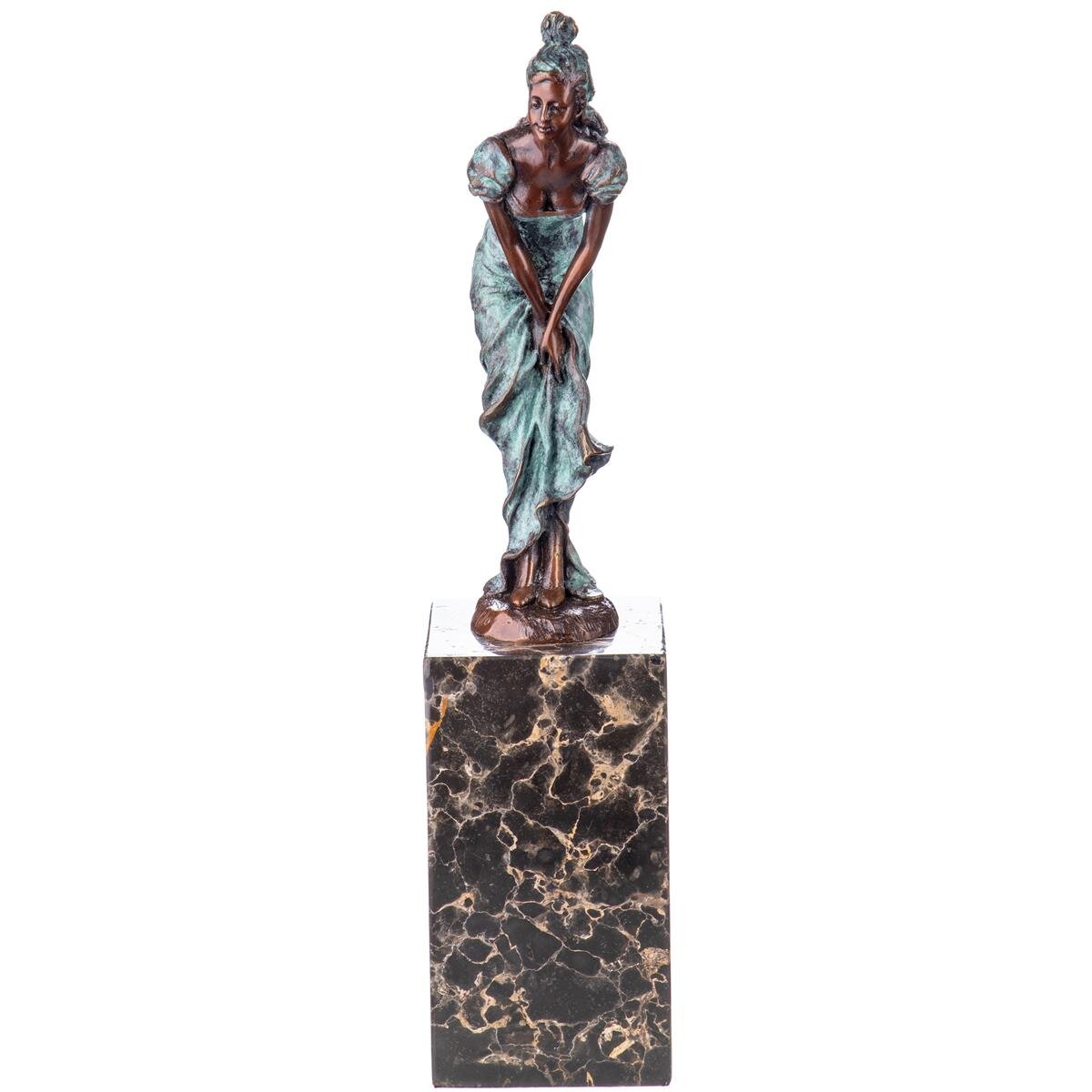 Grün Patinierte Bronzefigur Frau mit Rock