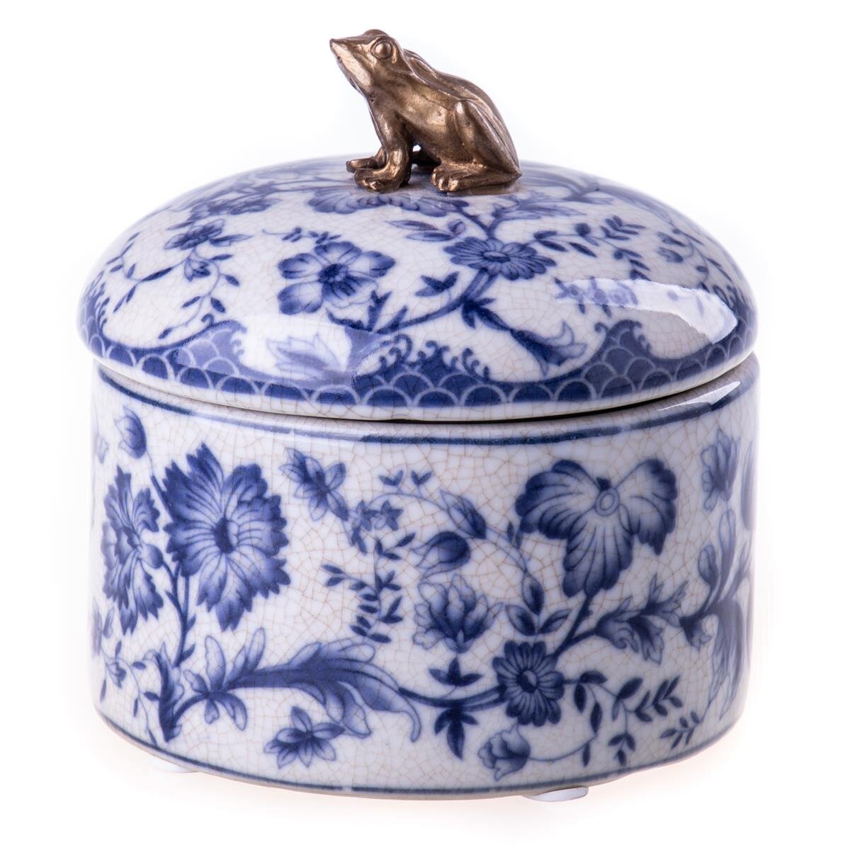 Porzellan mit Bronze Dose Frosch