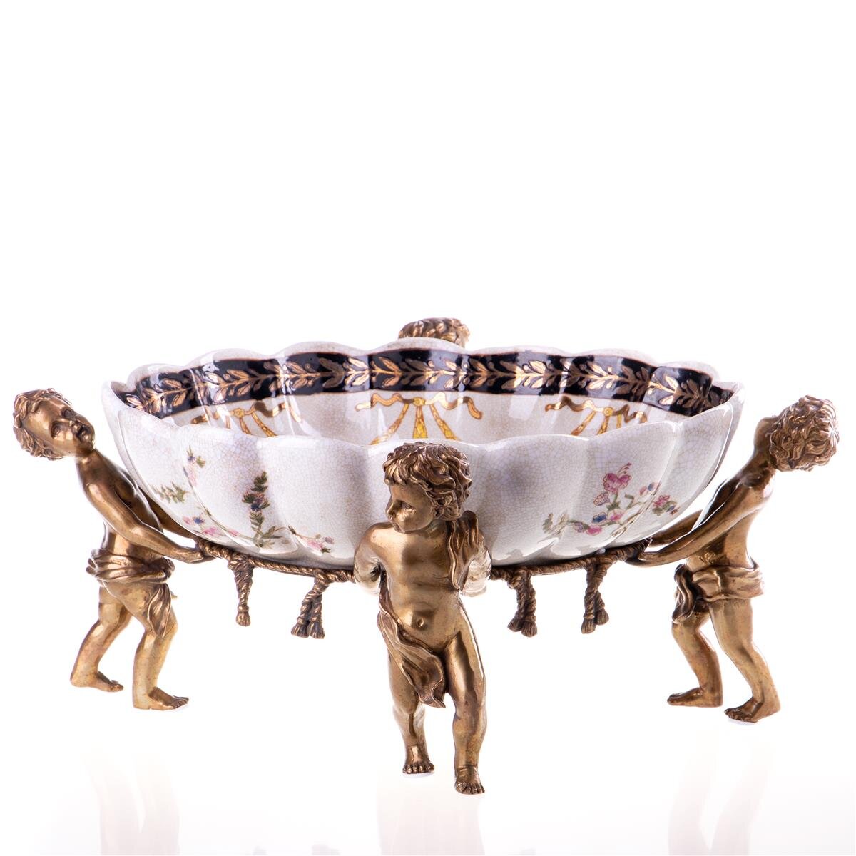 Porzellan mit Bronze Schale Engeln