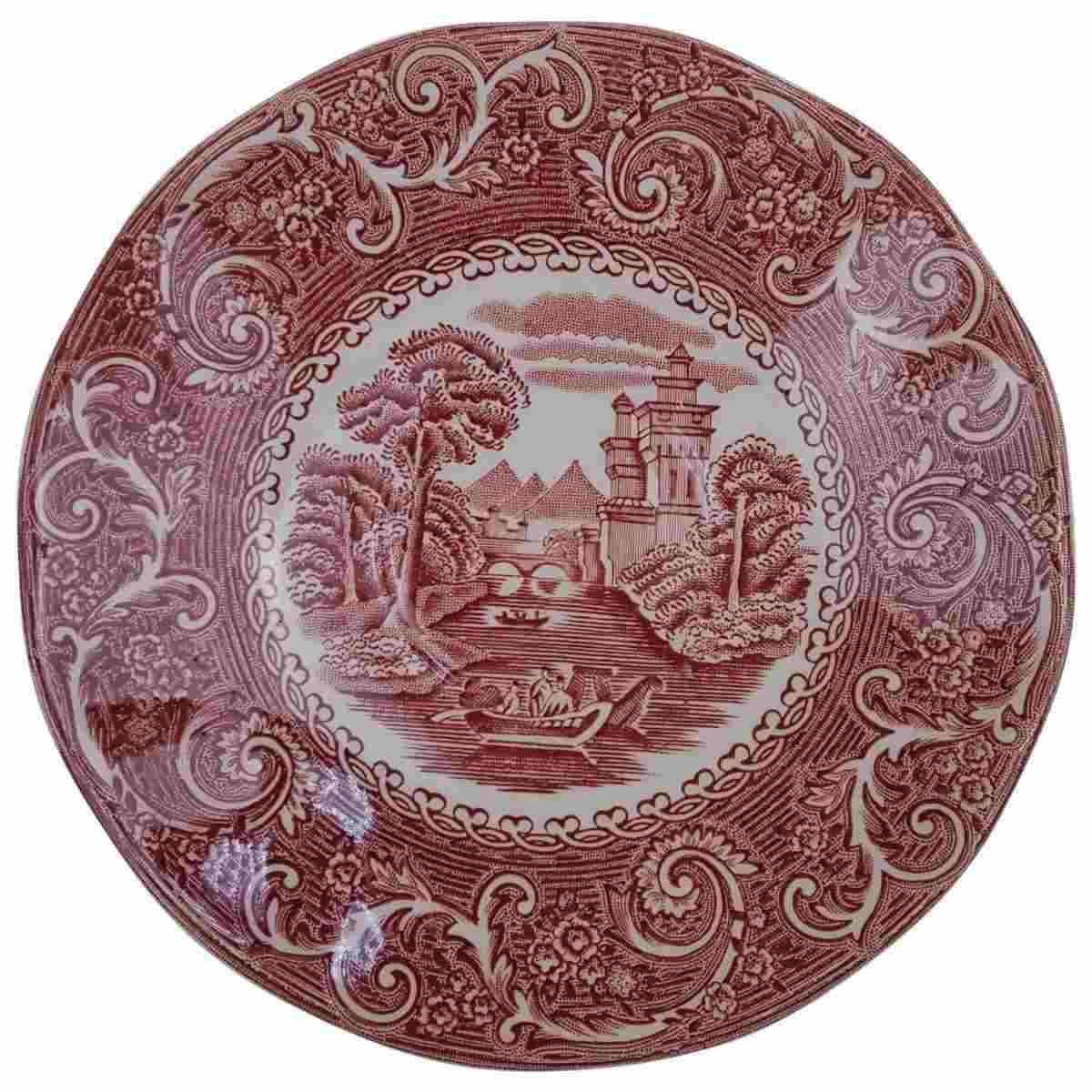 Untertasse für Kaffee 14,5 cm Enoch Wedgwood River Scene Rot gebraucht - gut