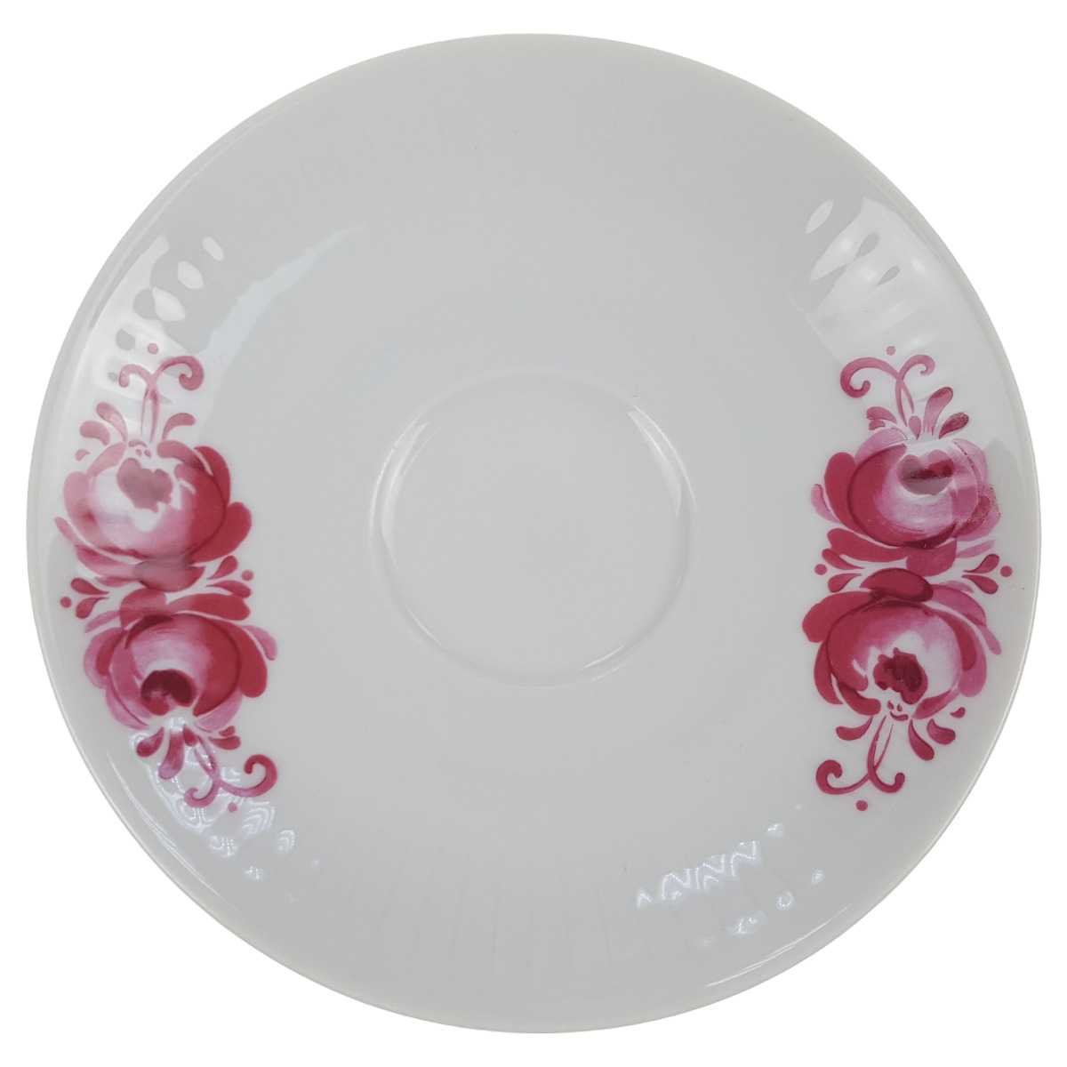 Untertasse für Kaffee 14 cm Winterling Kirchenlamitz rosa Blumen Relief gebraucht - gut