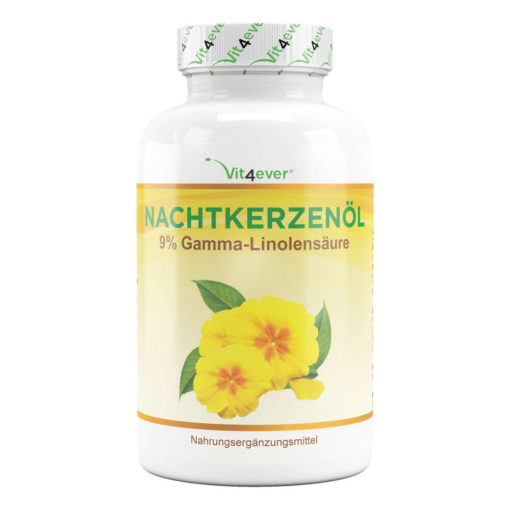 Nachtkerzenöl - 2000 mg pro Tag - 10% GLA - 365 Softgel-Kapseln