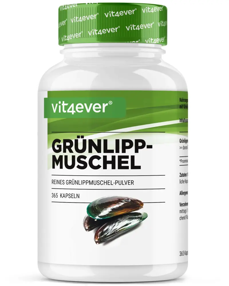 Grünlippmuschel - 1800 mg pro Tagesportion - 365 Kapseln