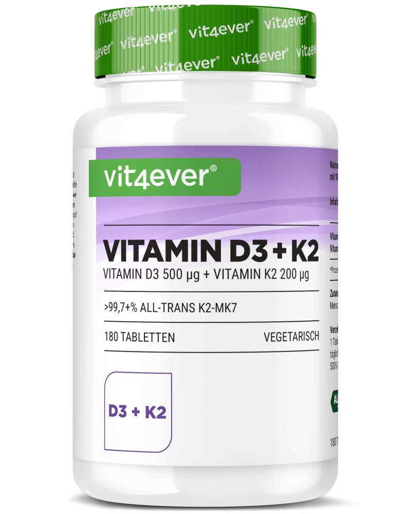 Vitamin D3 20.000 I.E. + Vitamin K2 200 mcg - 180 Tabletten