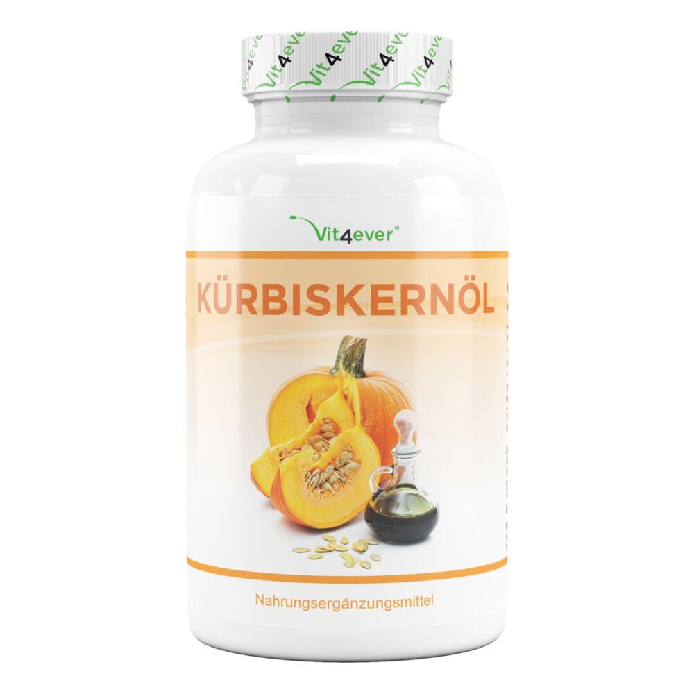 Kürbiskernöl Kapseln - 420 Kapseln - 3000 mg Kürbiskern Öl pro Tagesportion