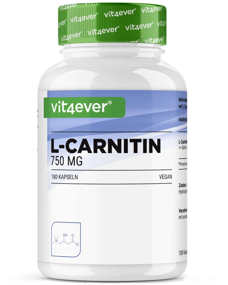 L-Carnitin - 180 vegane Kapseln, 100% L-Carnitin Tartrat ohne Zusätze