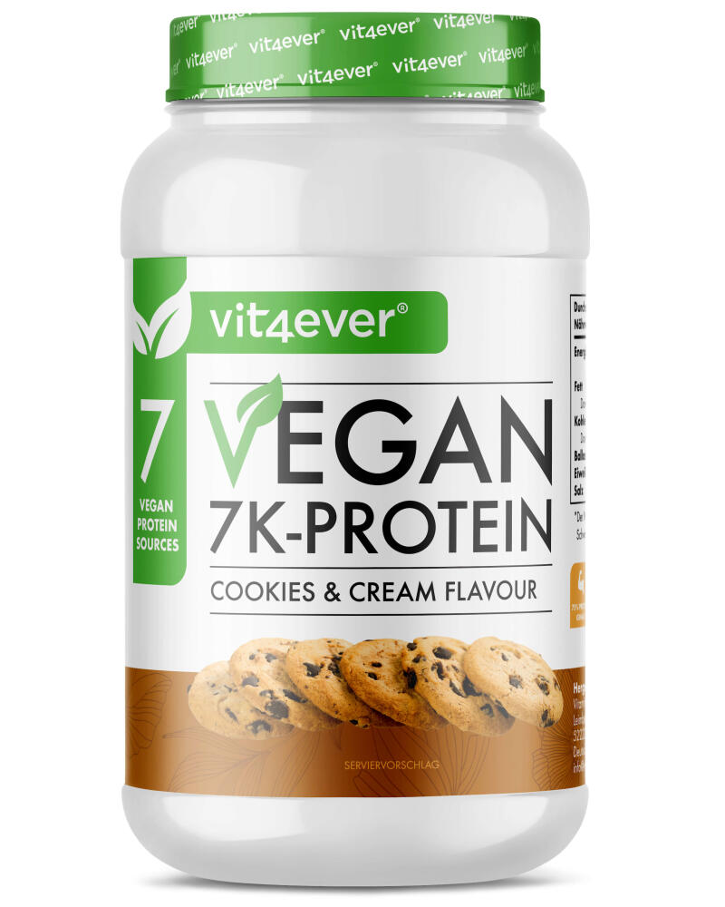 Vegan 7K Protein - 1kg - Rein pflanzlich - Cookies & Cream