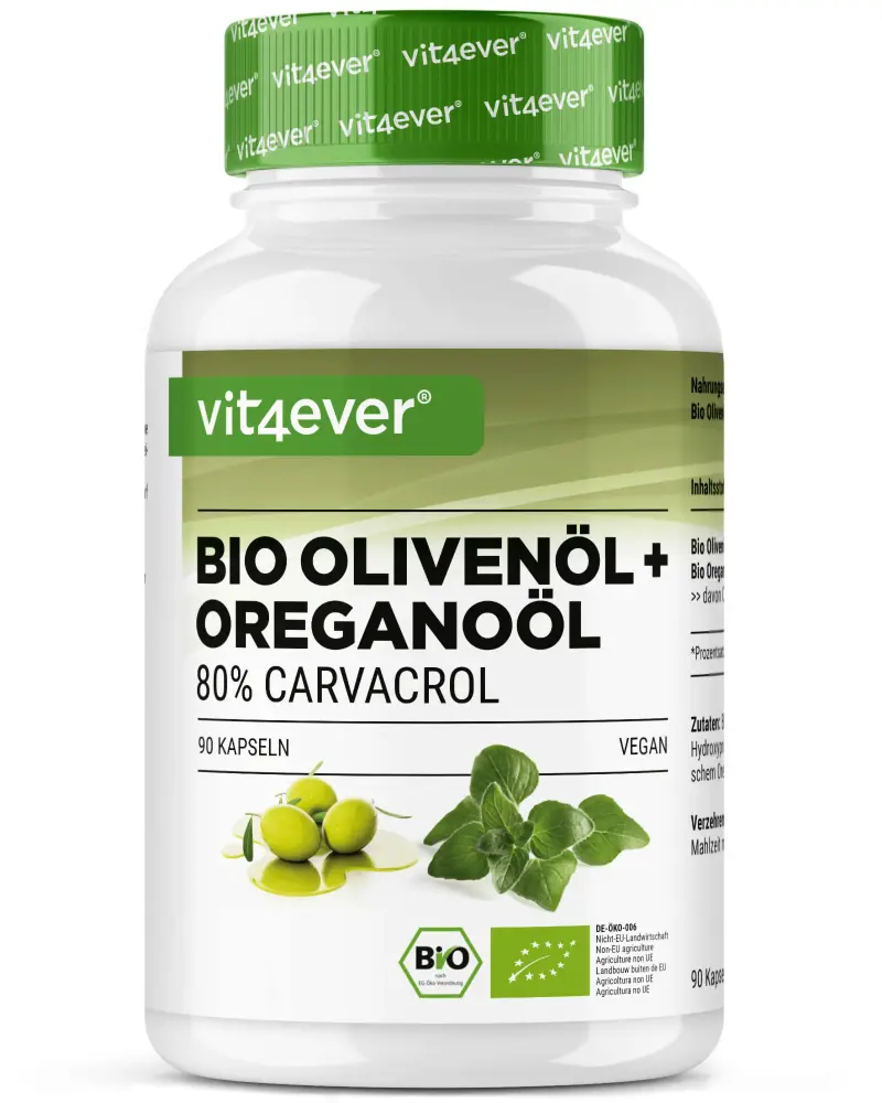 Bio Oreganoöl & Olivenöl, 90 Kapseln