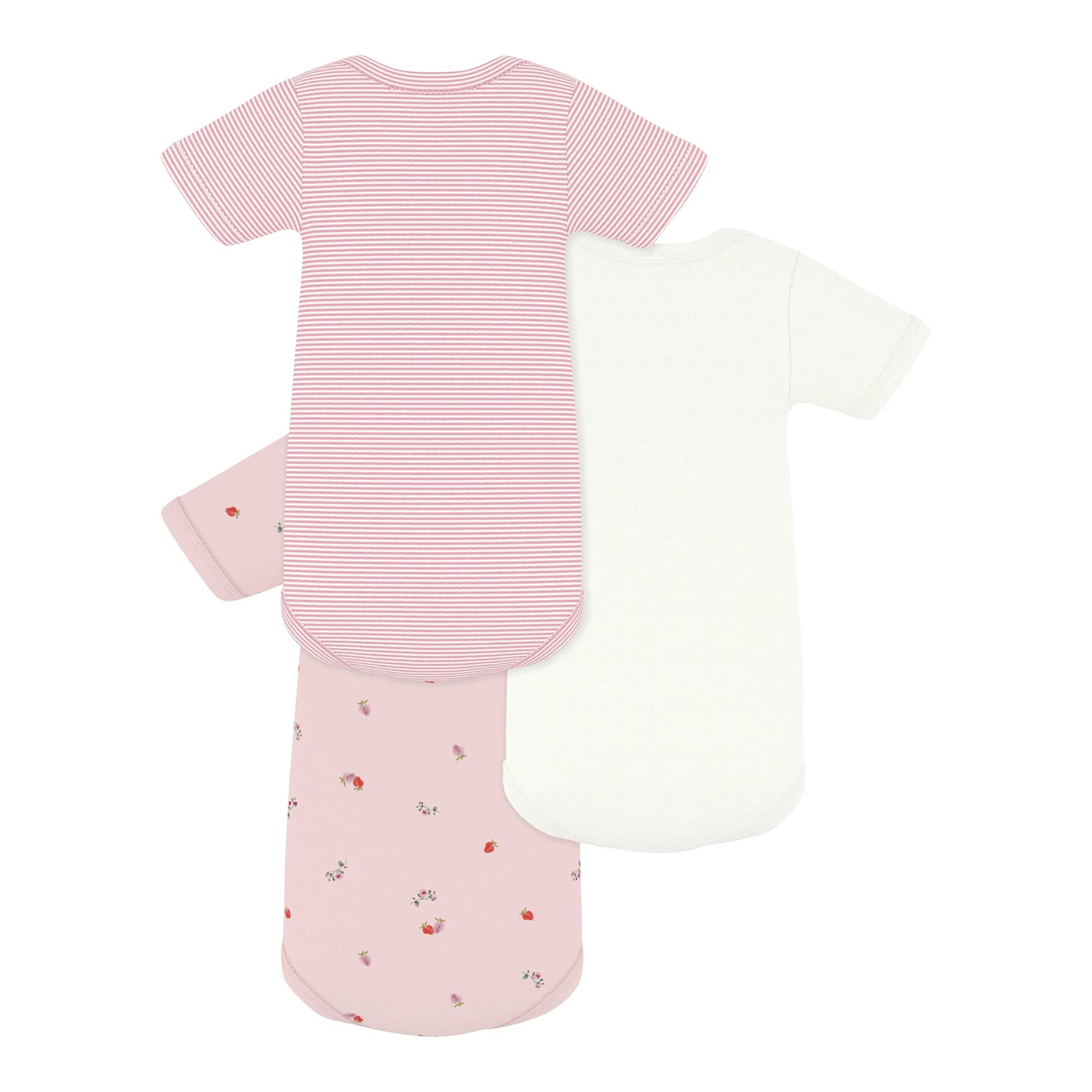 Petit Bateau 3er-Pack Bodys kurzarm Ringel Erdbeeren