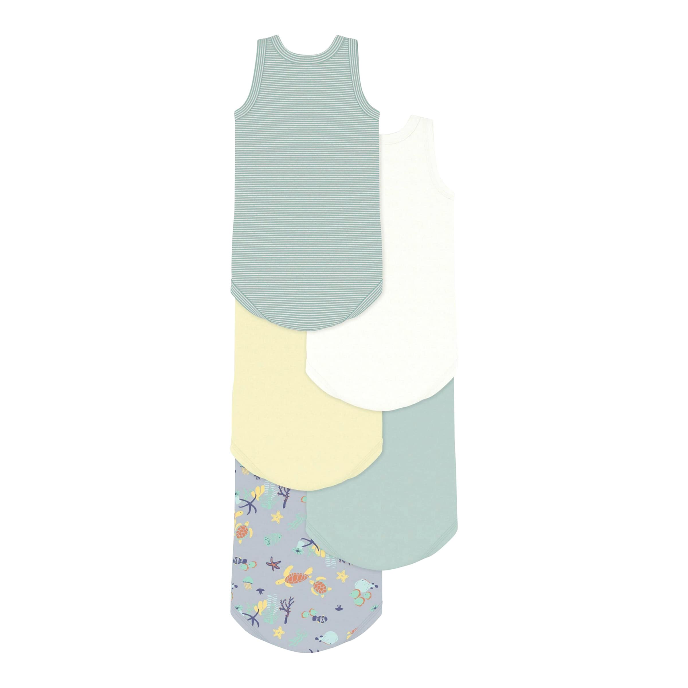 Petit Bateau 5er-Pack Bodys ohne Arm Ringel Ozean
