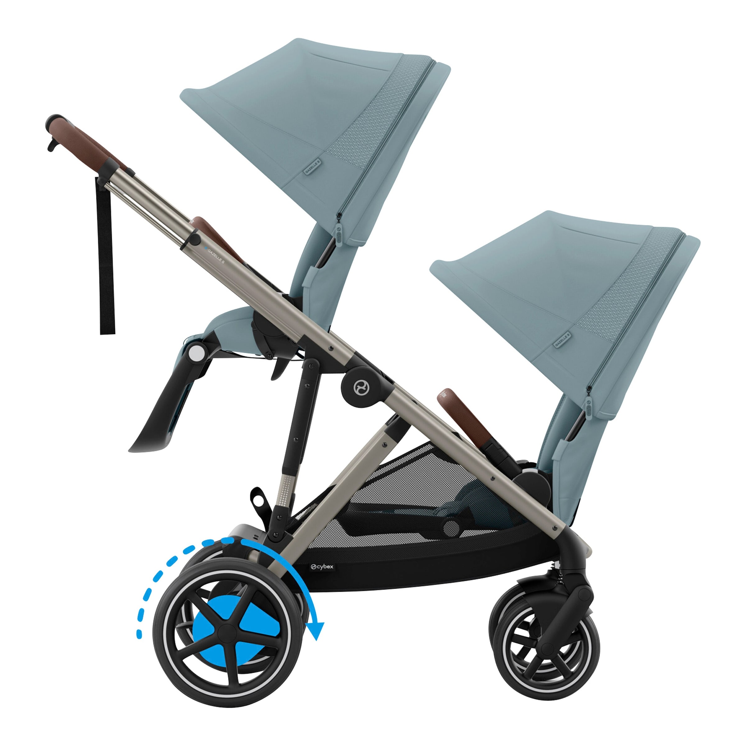 Cybex Gold Zwillings- und Kinderwagen Geschwisterwagen eGazelle S blau