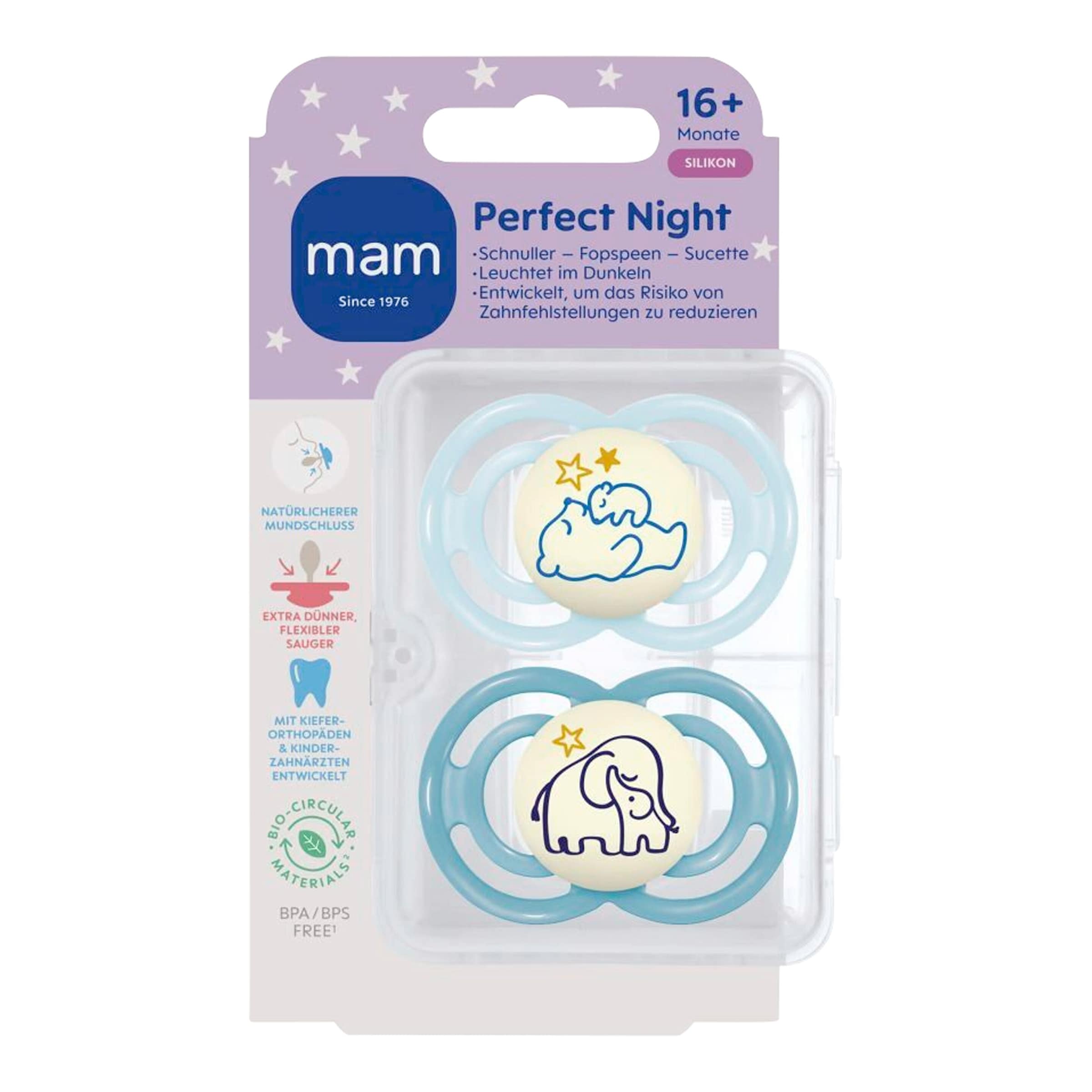 Mam 2er-Pack Schnuller Perfect Night Silikon, ab 16M