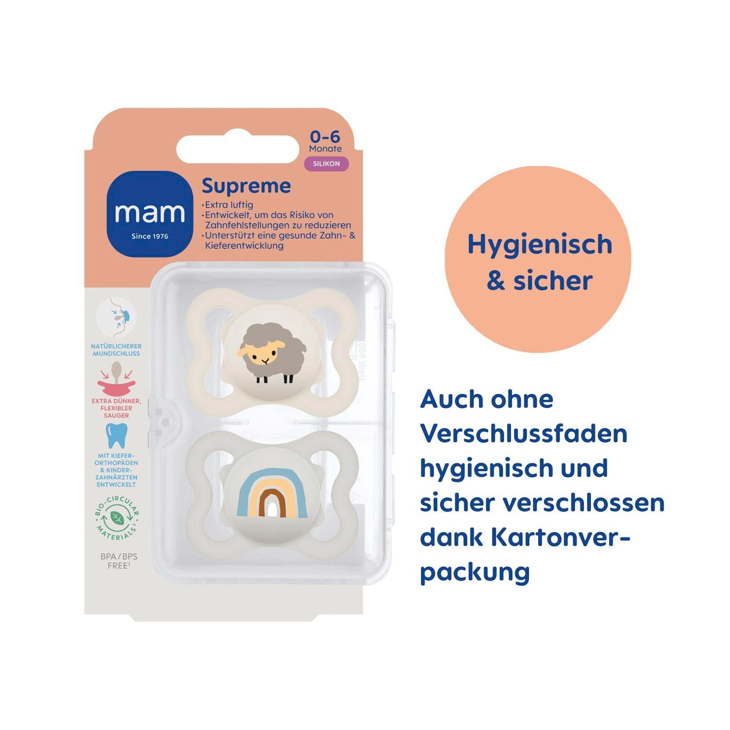 Mam 2er-Pack Schnuller Supreme Silikon, 0-6M