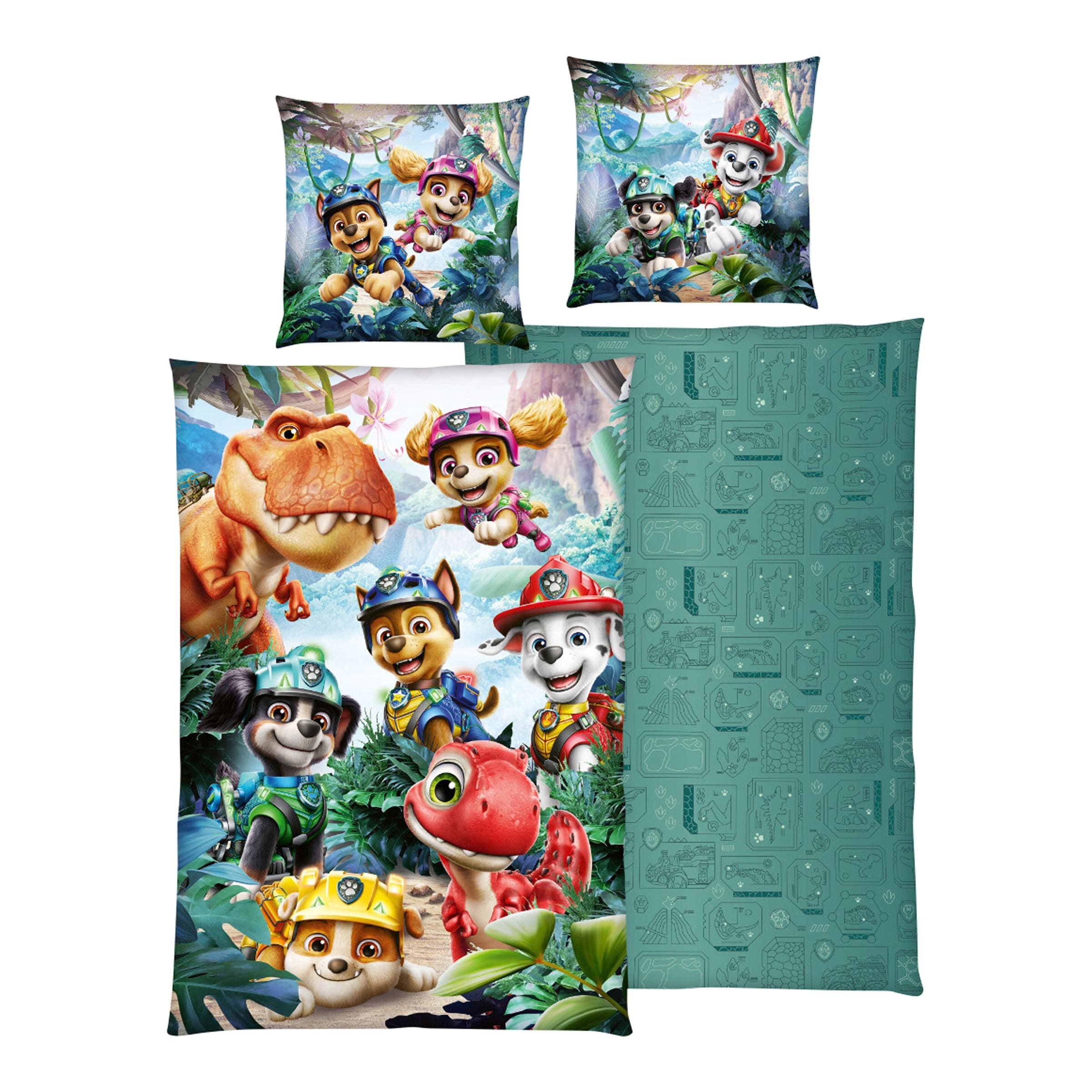 Baby Best Paw Patrol Renforcé Wende-Bettwäsche Paw Patrol Dino Movie 80x80 / 135x200 cm