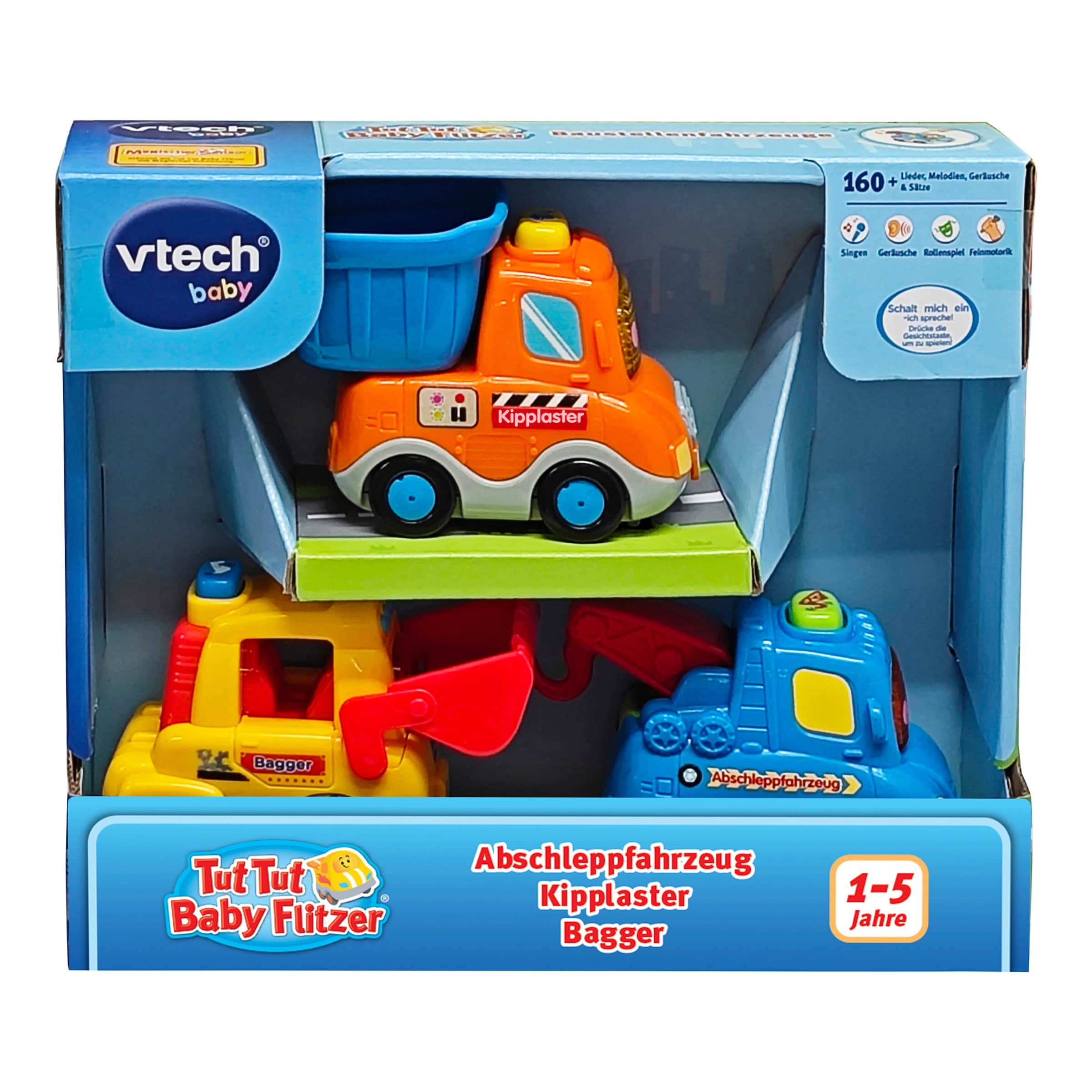 Vtech Tut Tut Baby Flitzer 3er Set Baustellenfahrzeuge (Abschleppfahrzeug, Kipplaster, Bulldozer)