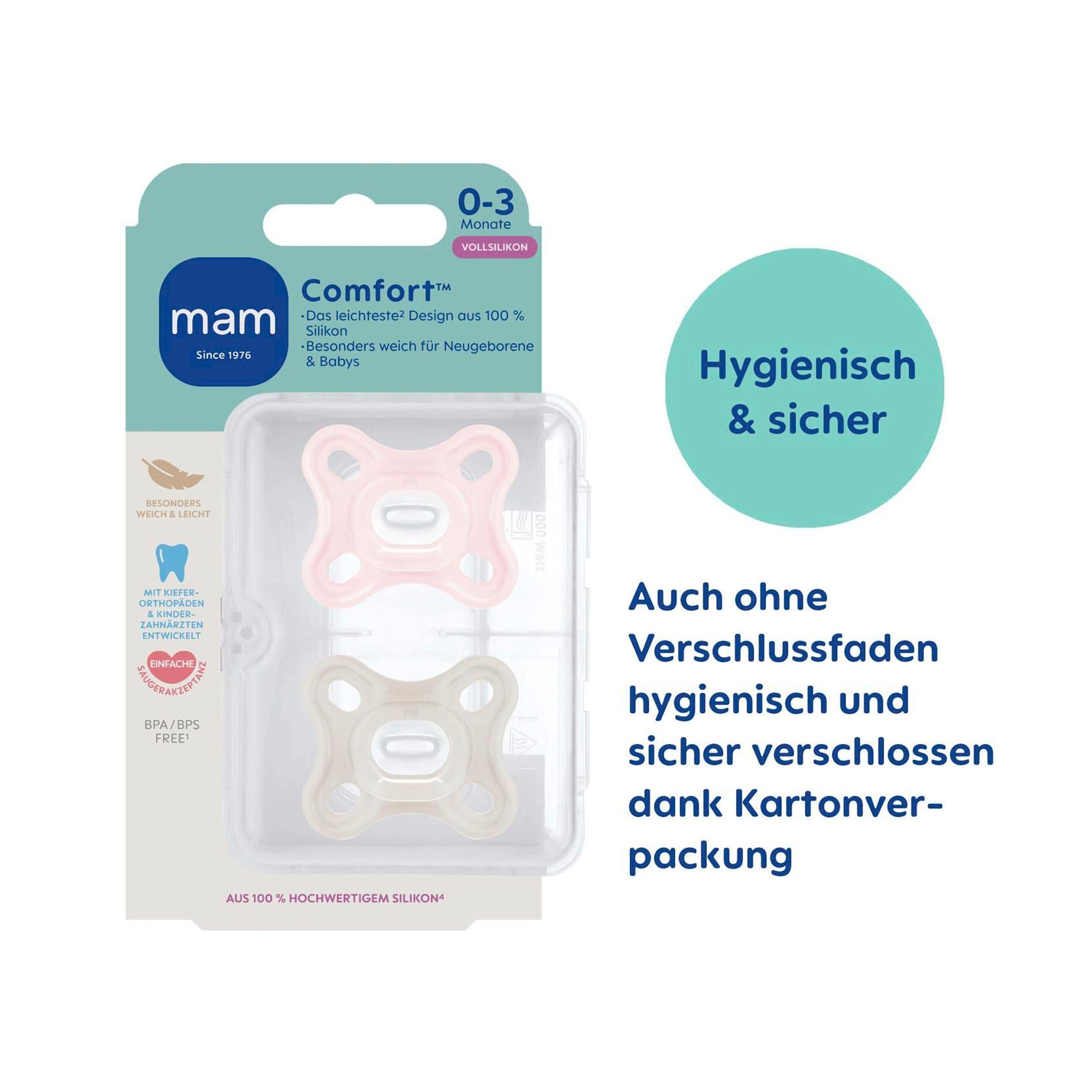 Mam 2er-Pack Schnuller Comfort Silikon 0-3M