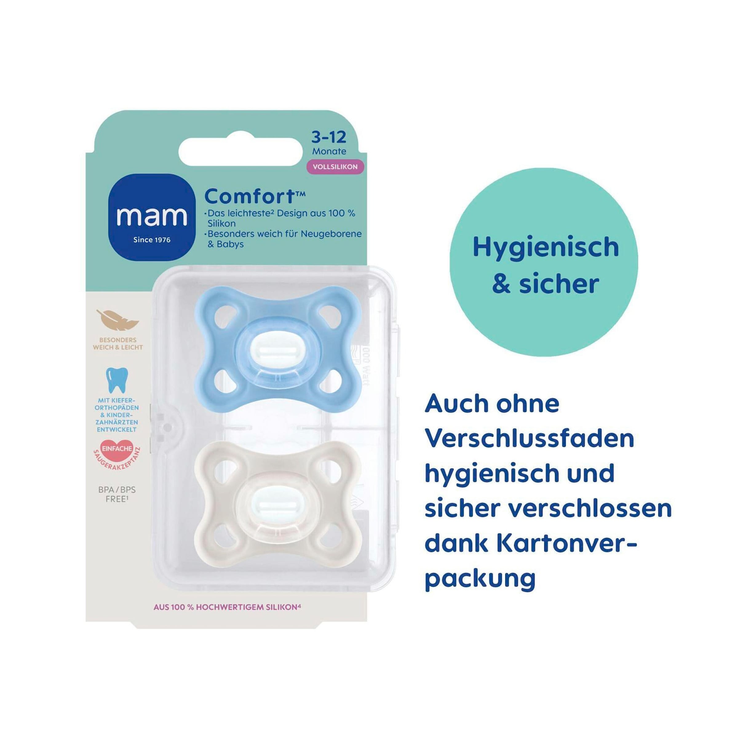 Mam 2er-Pack Schnuller Comfort Silikon 3-12M