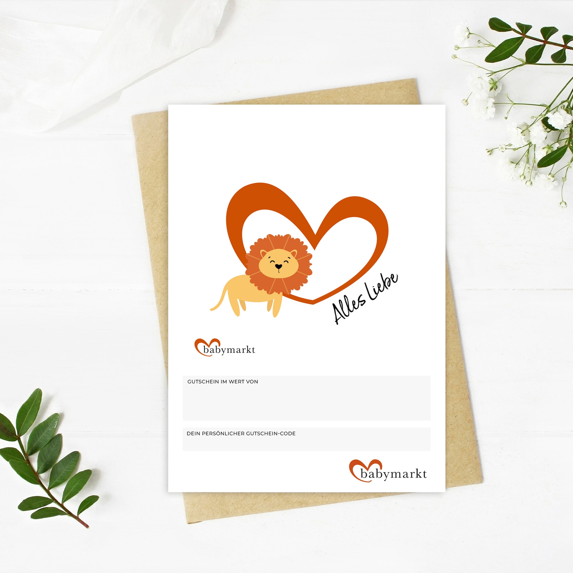 Geschenkgutschein Alles Liebe Löwe