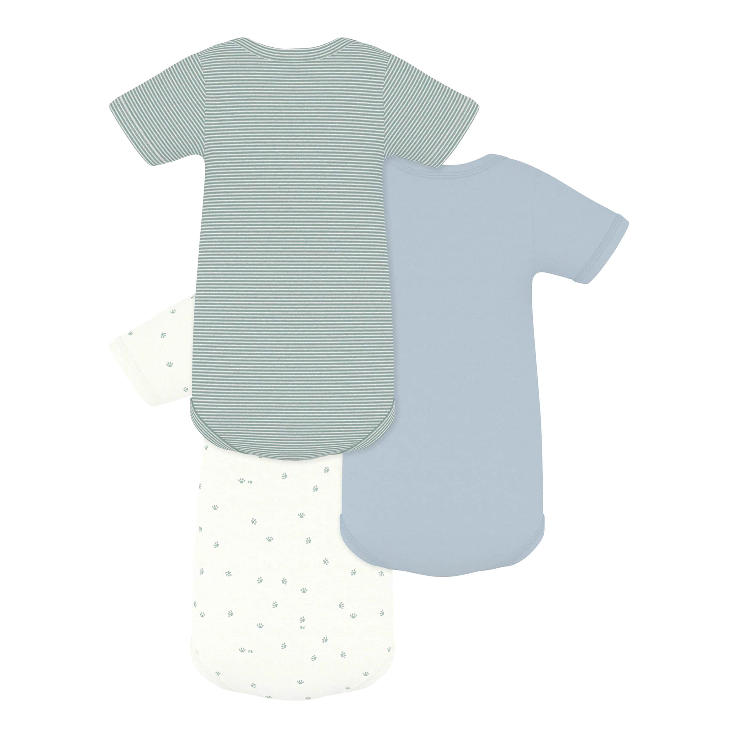 Petit Bateau 3er-Pack Bodys kurzarm Ringel Pfoten
