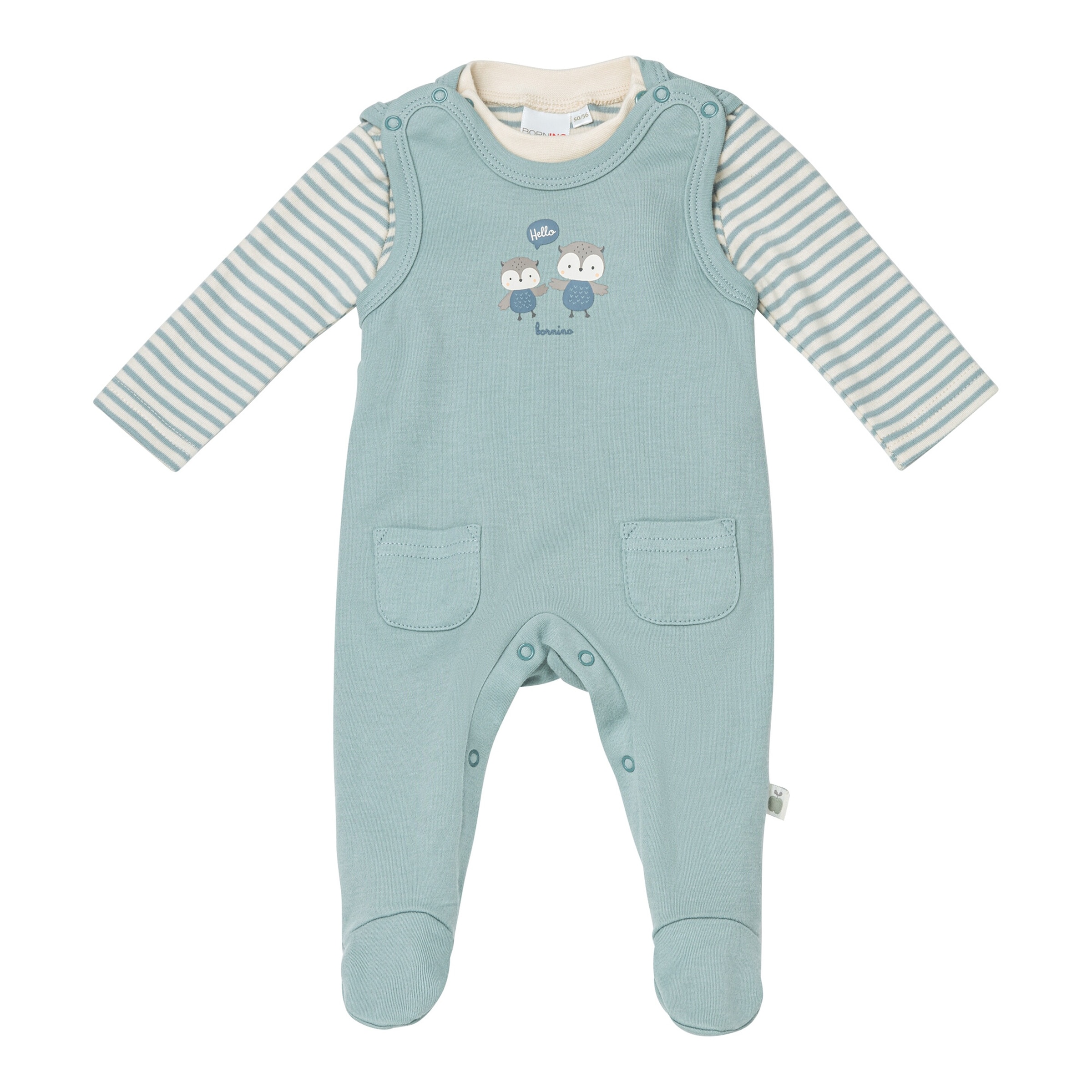 Bornino Cozy Time Strampler-Set 2-tlg. mit Shirt Eule Po-Applikation