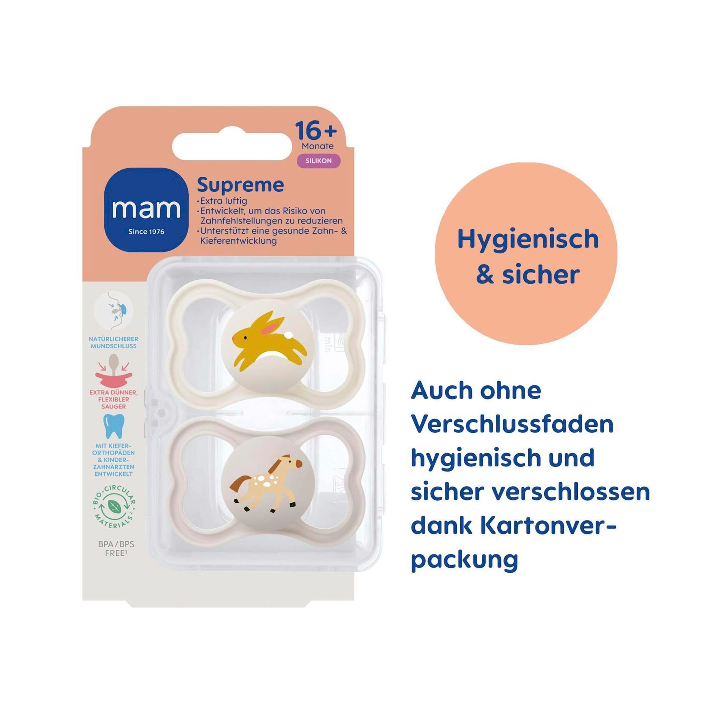 Mam 2er-Pack Schnuller Supreme Silikon, ab 16M