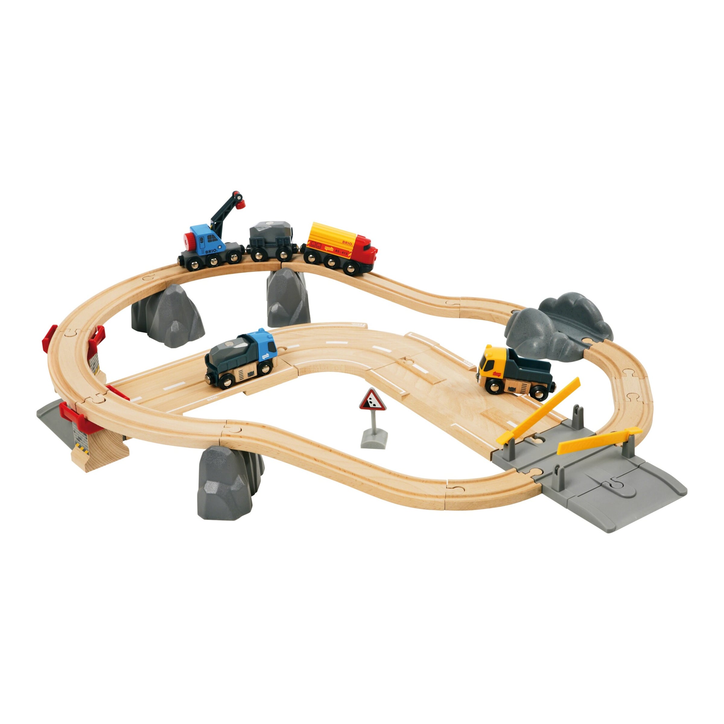 Brio Eisenbahn-Set Steinverlade Set, Straßen & Schienen