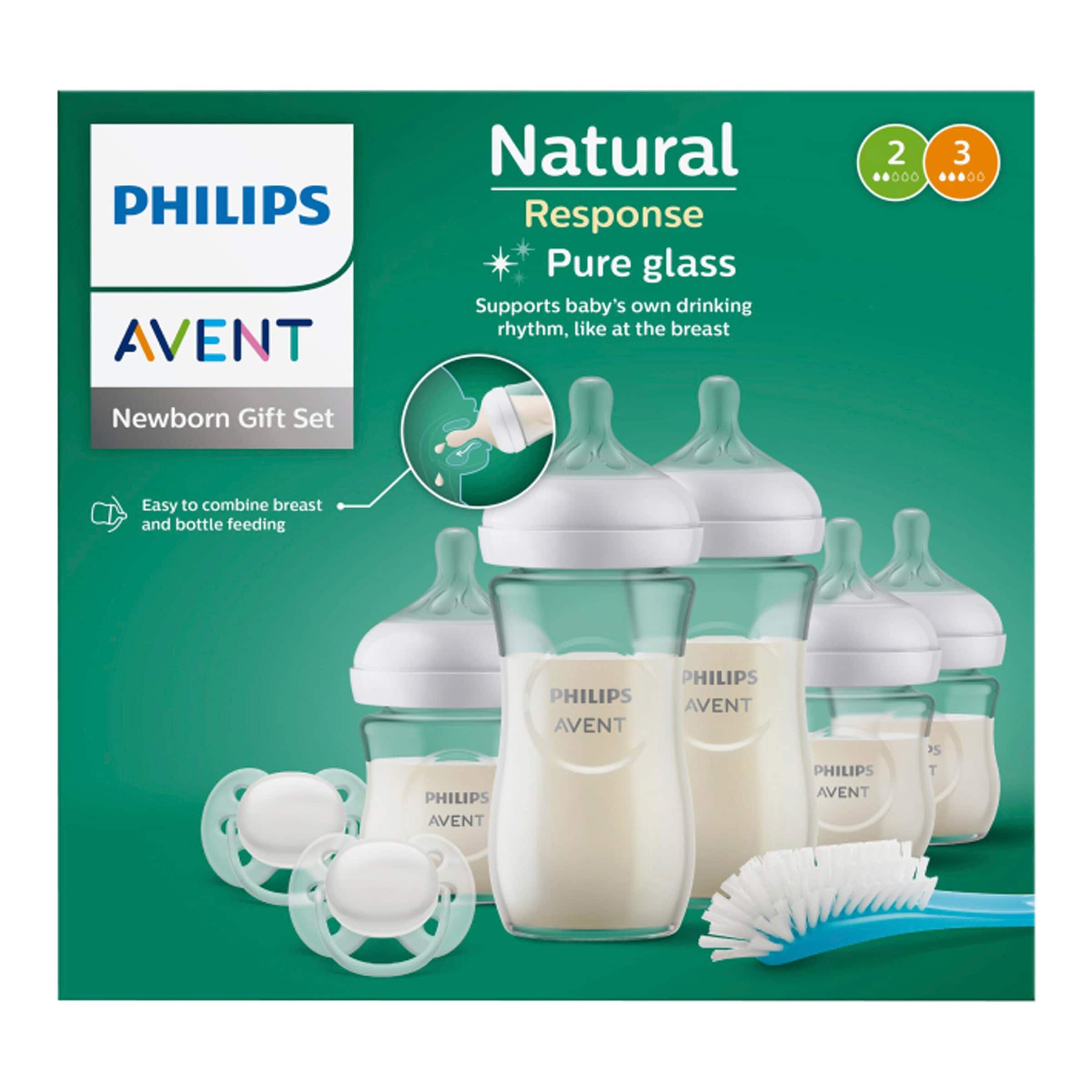 Philips Avent 8-tlg. Babyflaschen-Set, Natural Response, Glas, ab Geburt