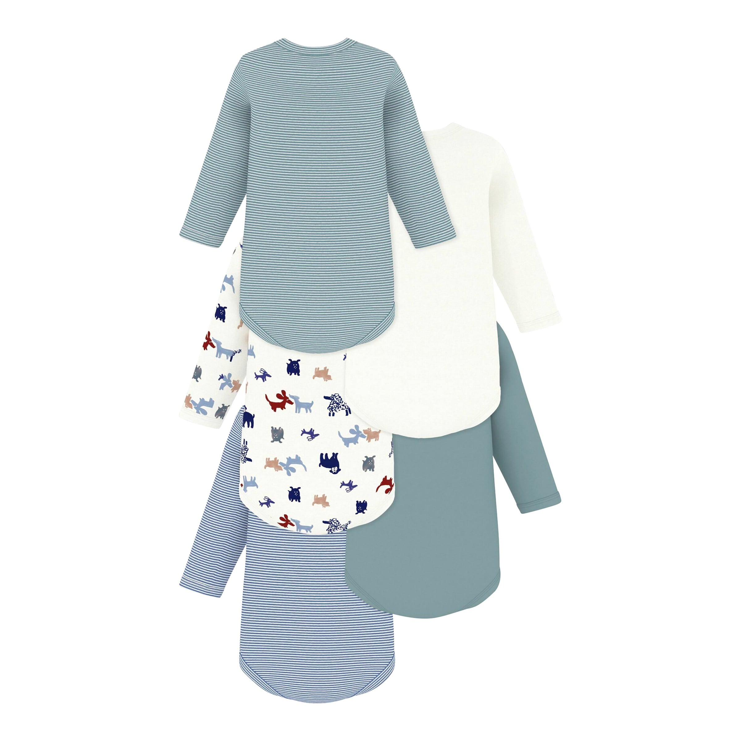 Petit Bateau 5er-Pack Bodys langarm Ringel Hunde