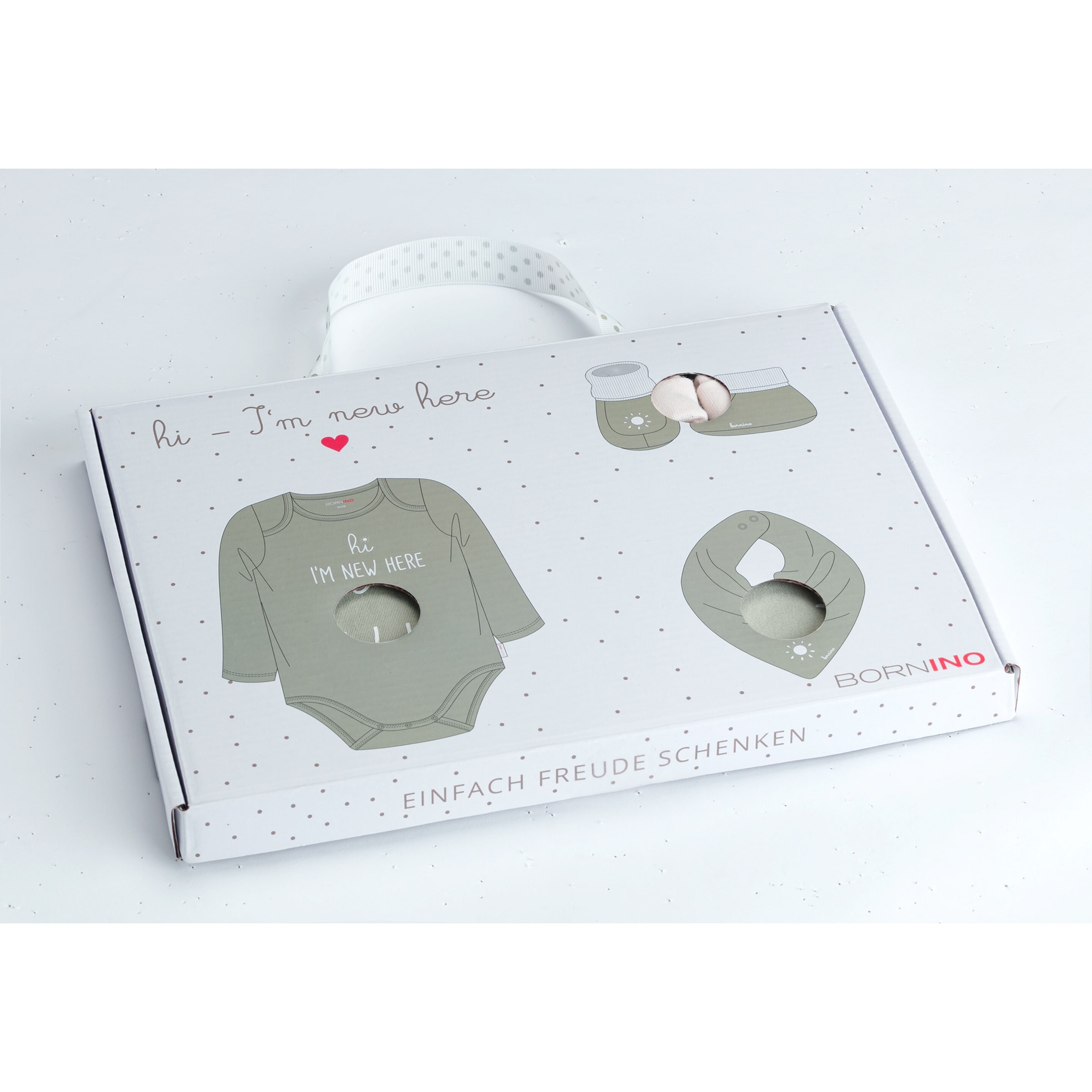 Bornino Lieblinge 3-tlg. Geschenkset Body langarm, Schühchen und Dreieckstuch