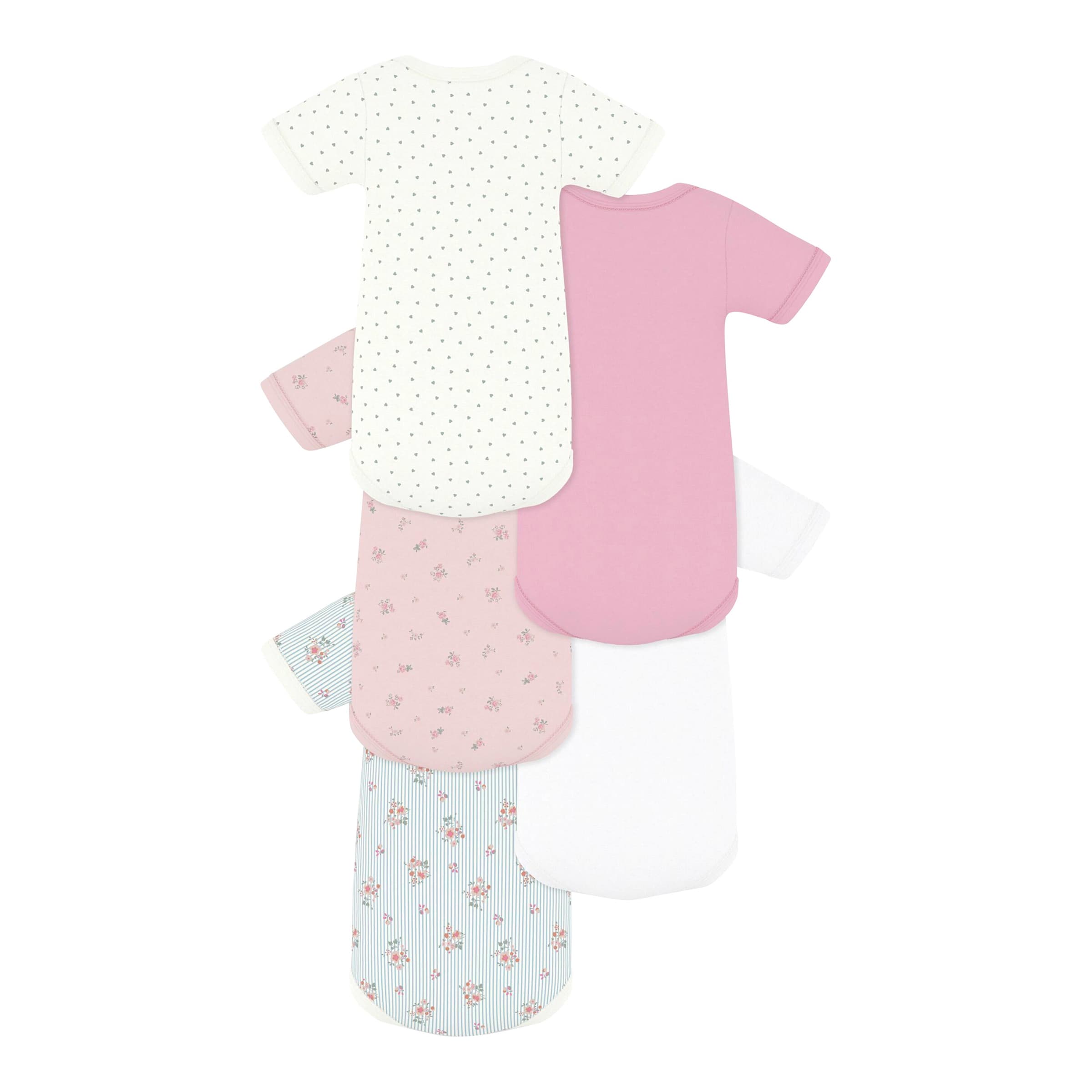 Petit Bateau 5er-Pack Bodys kurzarm Blumen Herzen