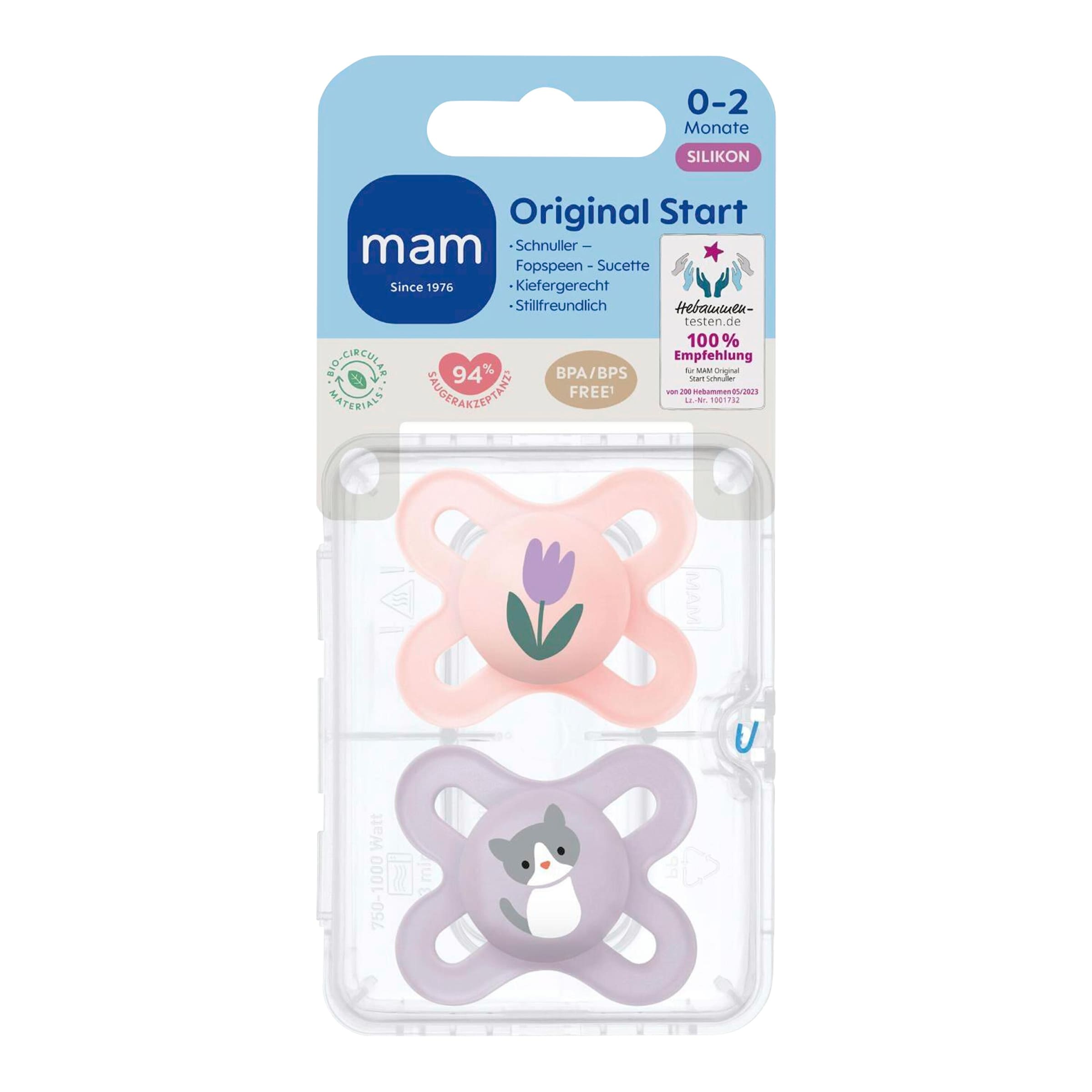 Mam 2er-Pack Schnuller Original Start Silikon, 0-2M