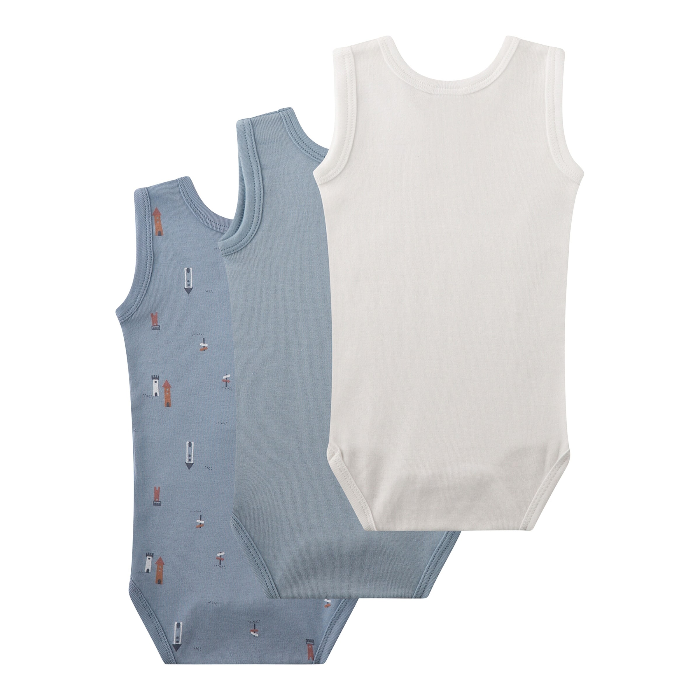 Sanetta 3er-Pack Bodys ohne Arm Türme