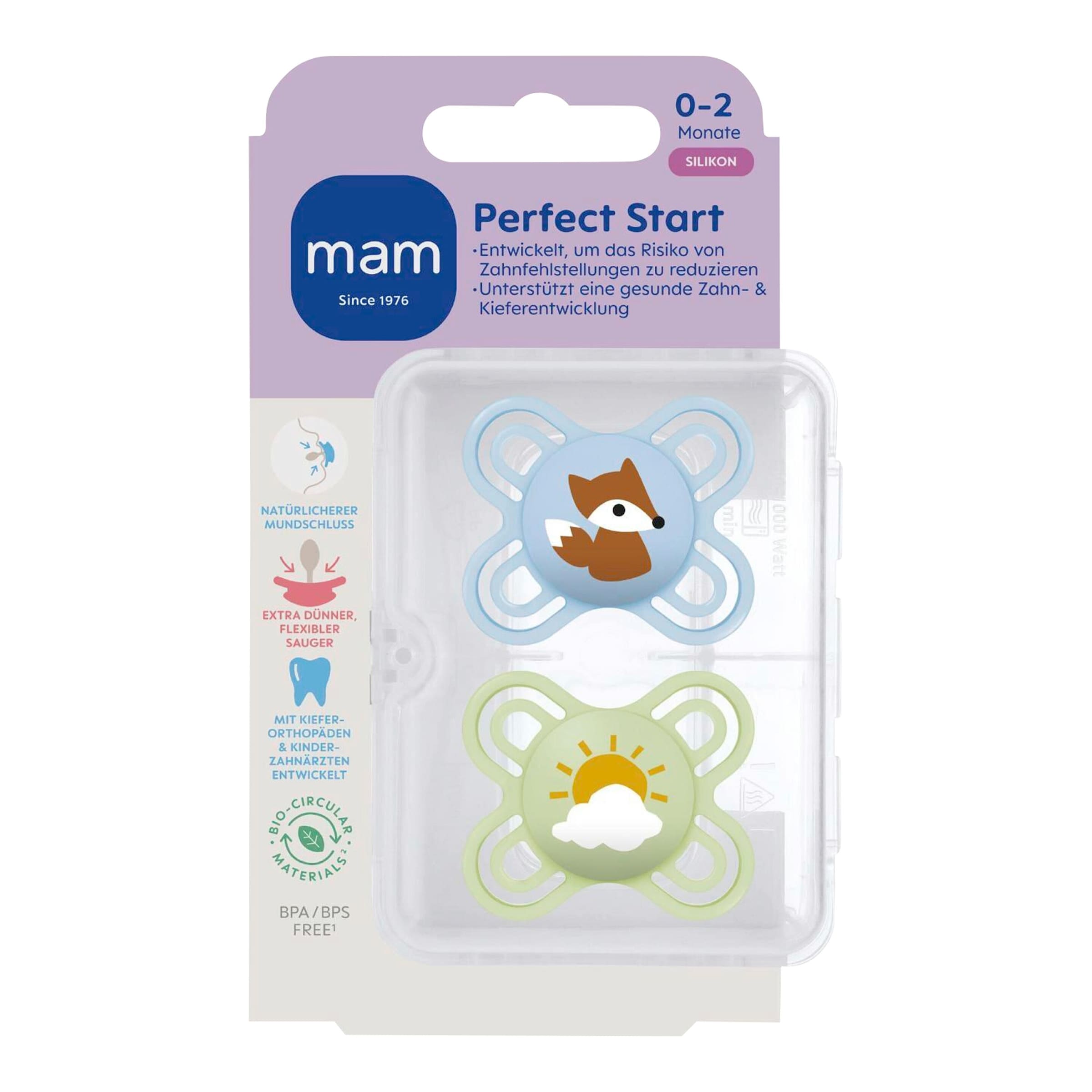 Mam 2er-Pack Schnuller Perfect Start Silikon, 0-2M