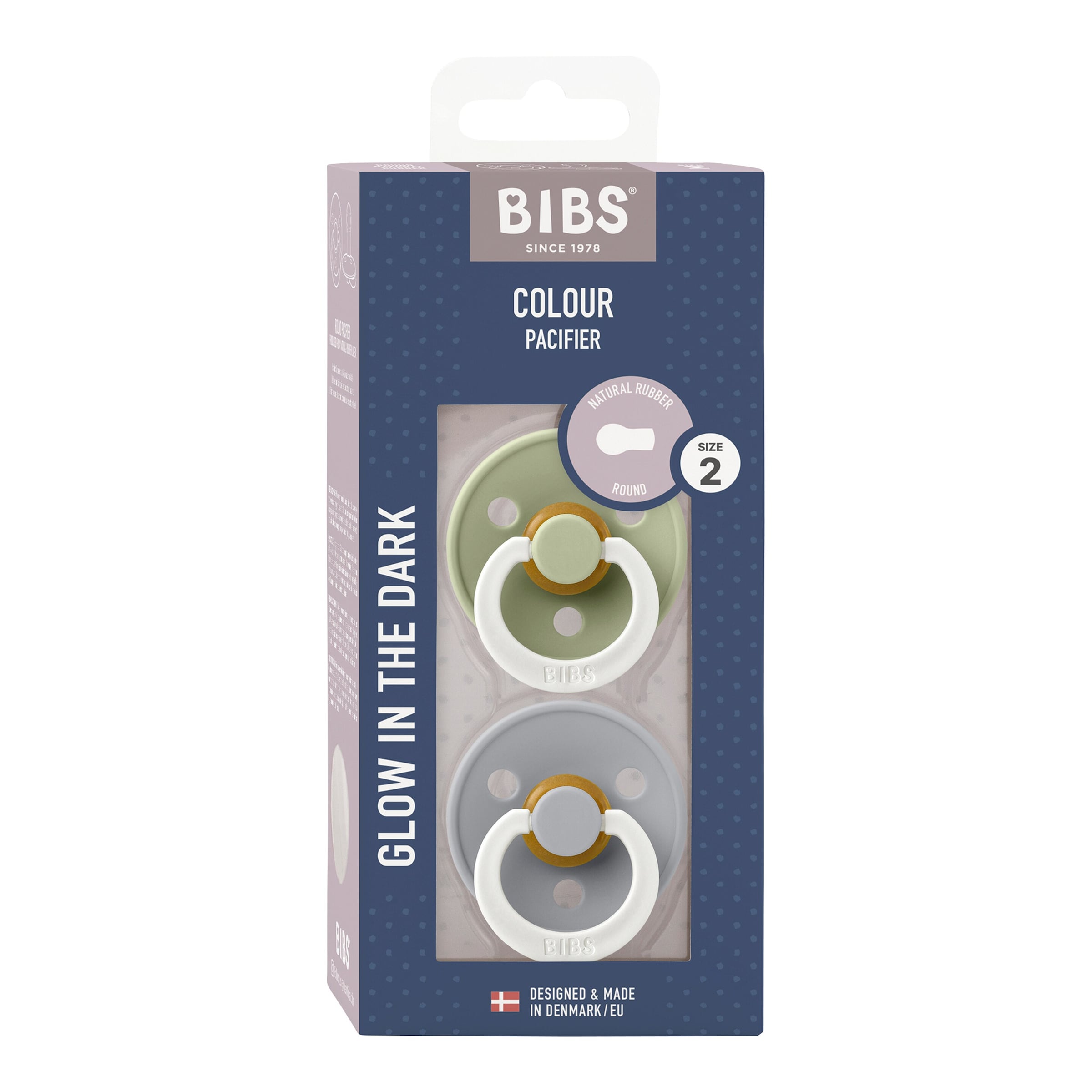 Bibs 2er-Pack Colour GLOW Schnuller Latex, 6-18M