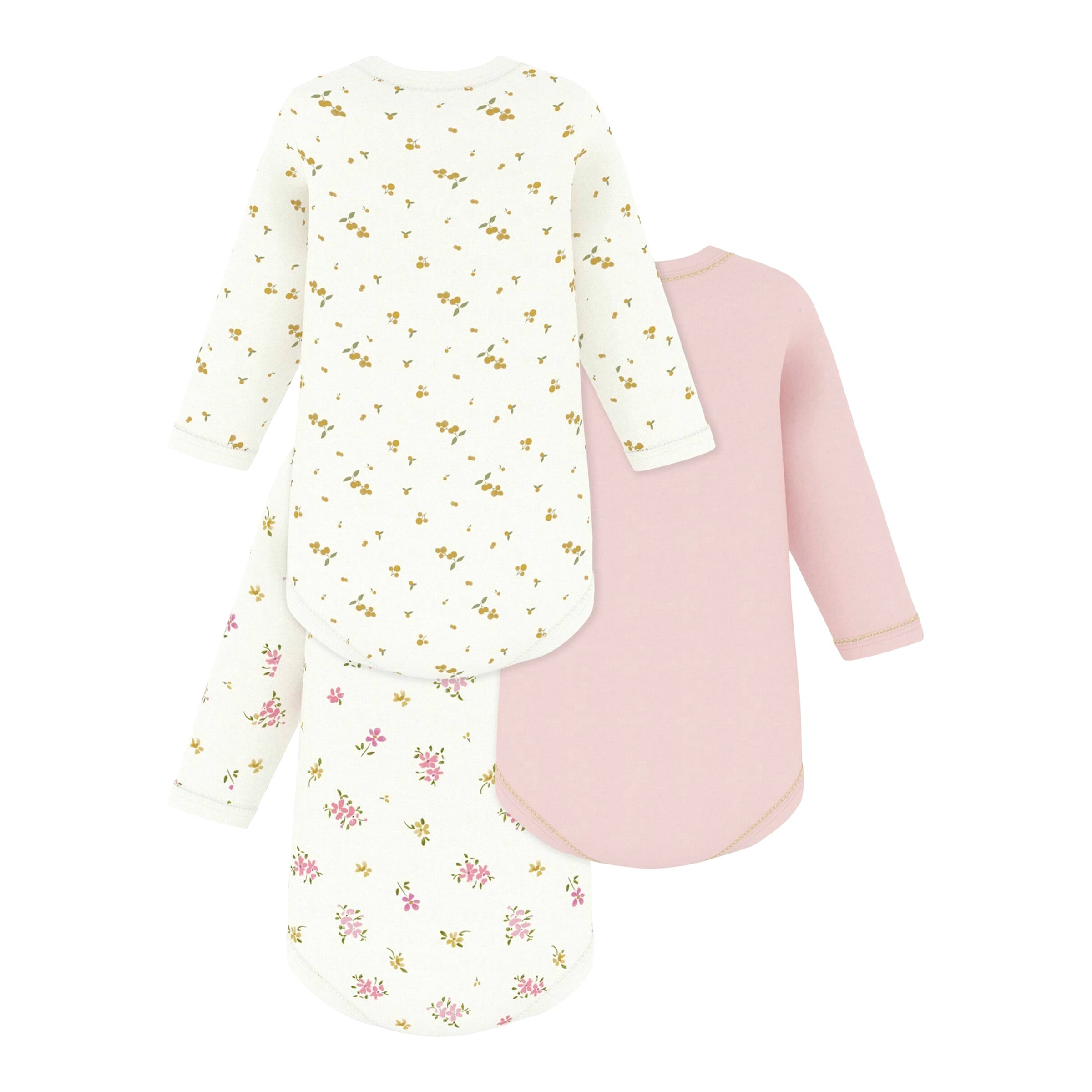 Petit Bateau 3er-Pack Bodys langarm Blumen