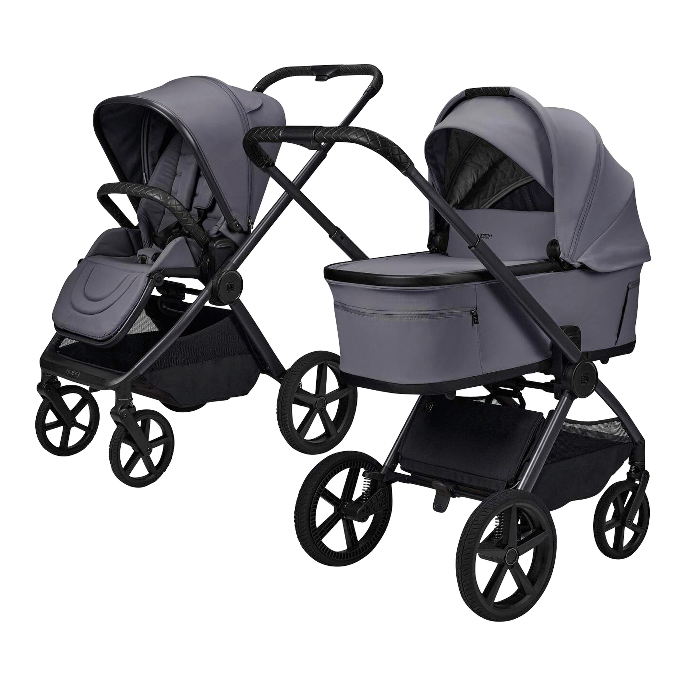 Moon Diamond Kombikinderwagen GIO FOLD Trio-Set inkl. Babyschale Cosmo 2.0 grau