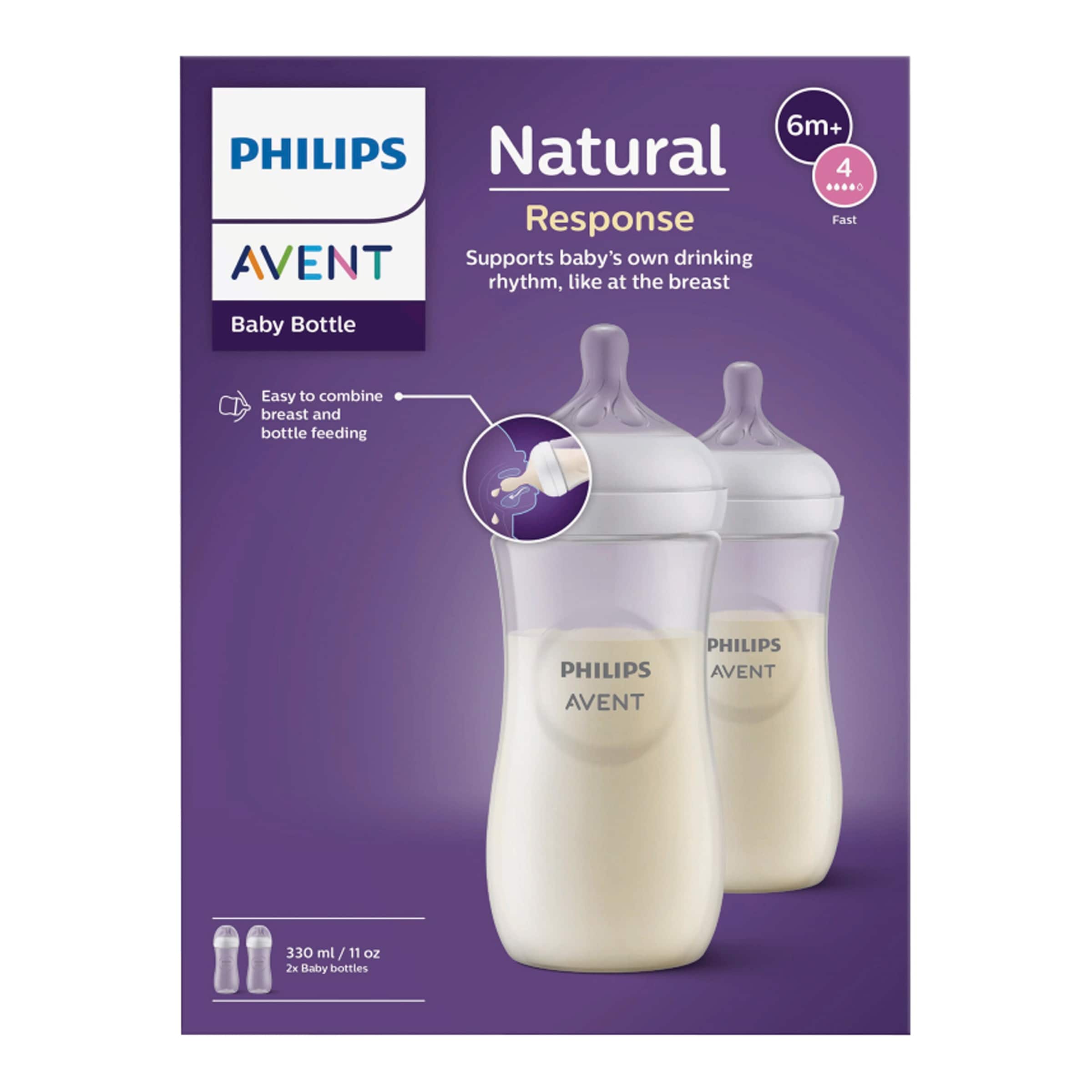 Philips Avent 2er-Pack Babyflasche Natural Response, 330ml, ab 3M