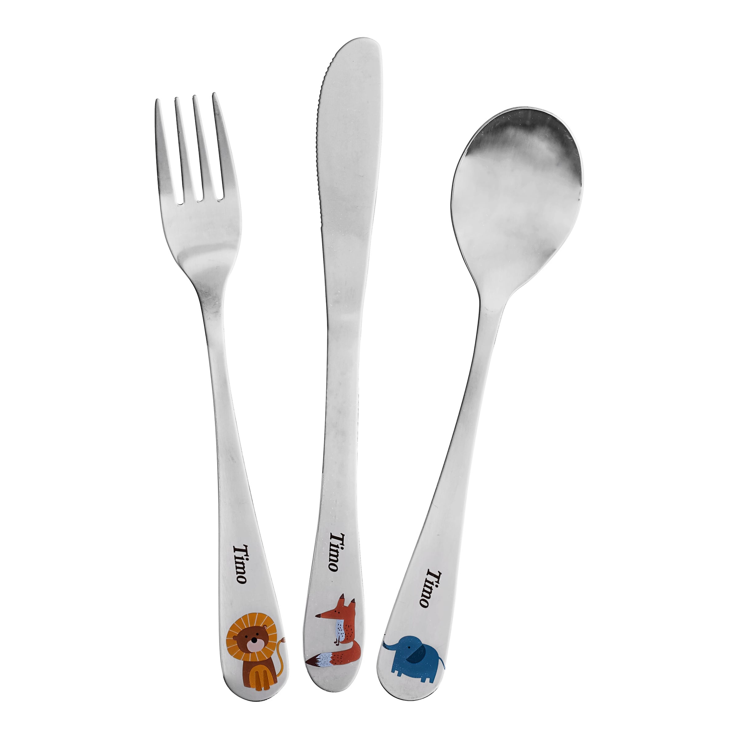 Kinderbesteck personalisiert mit Namen, 3-teilig