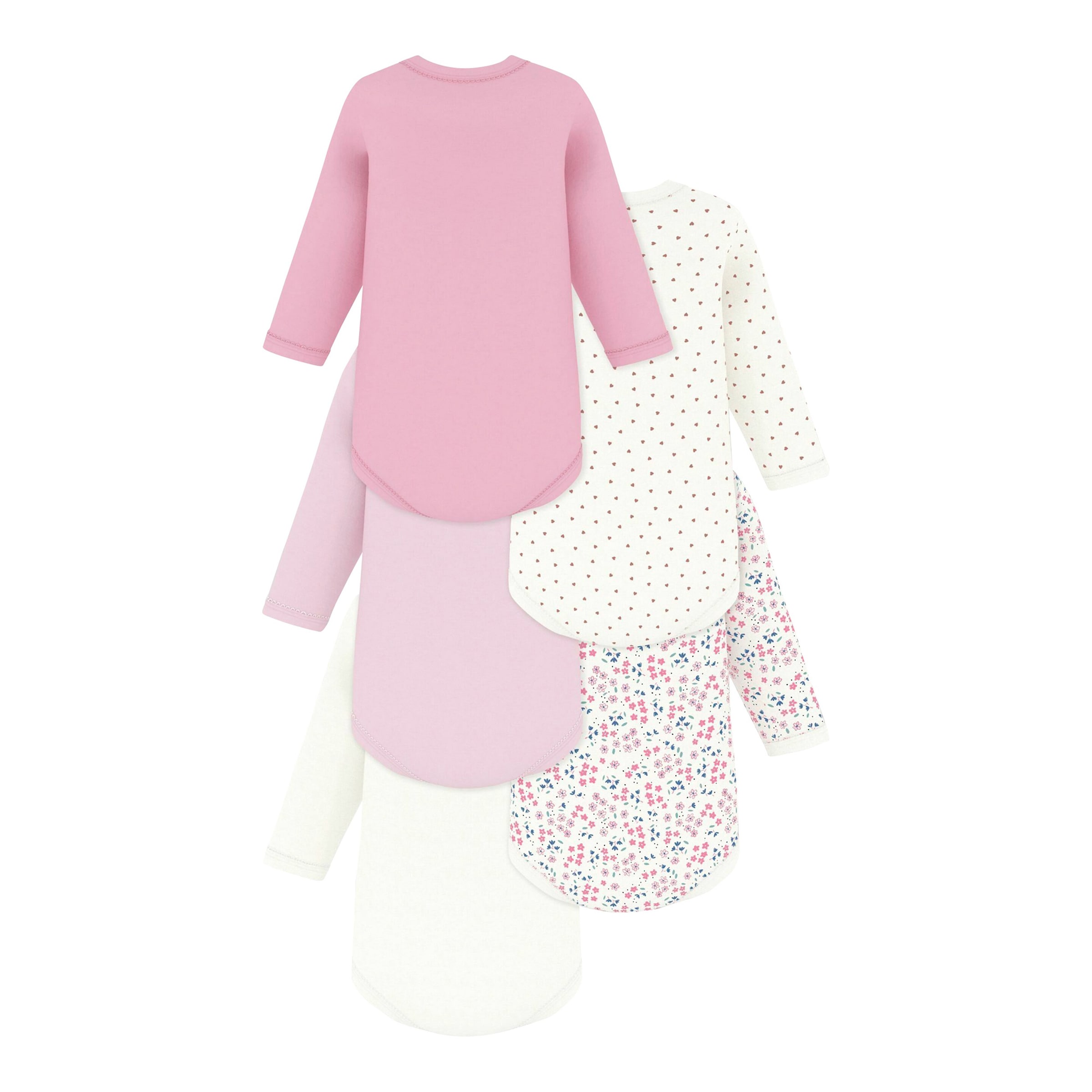 Petit Bateau 5er-Pack Bodys langarm Blumen Herzen