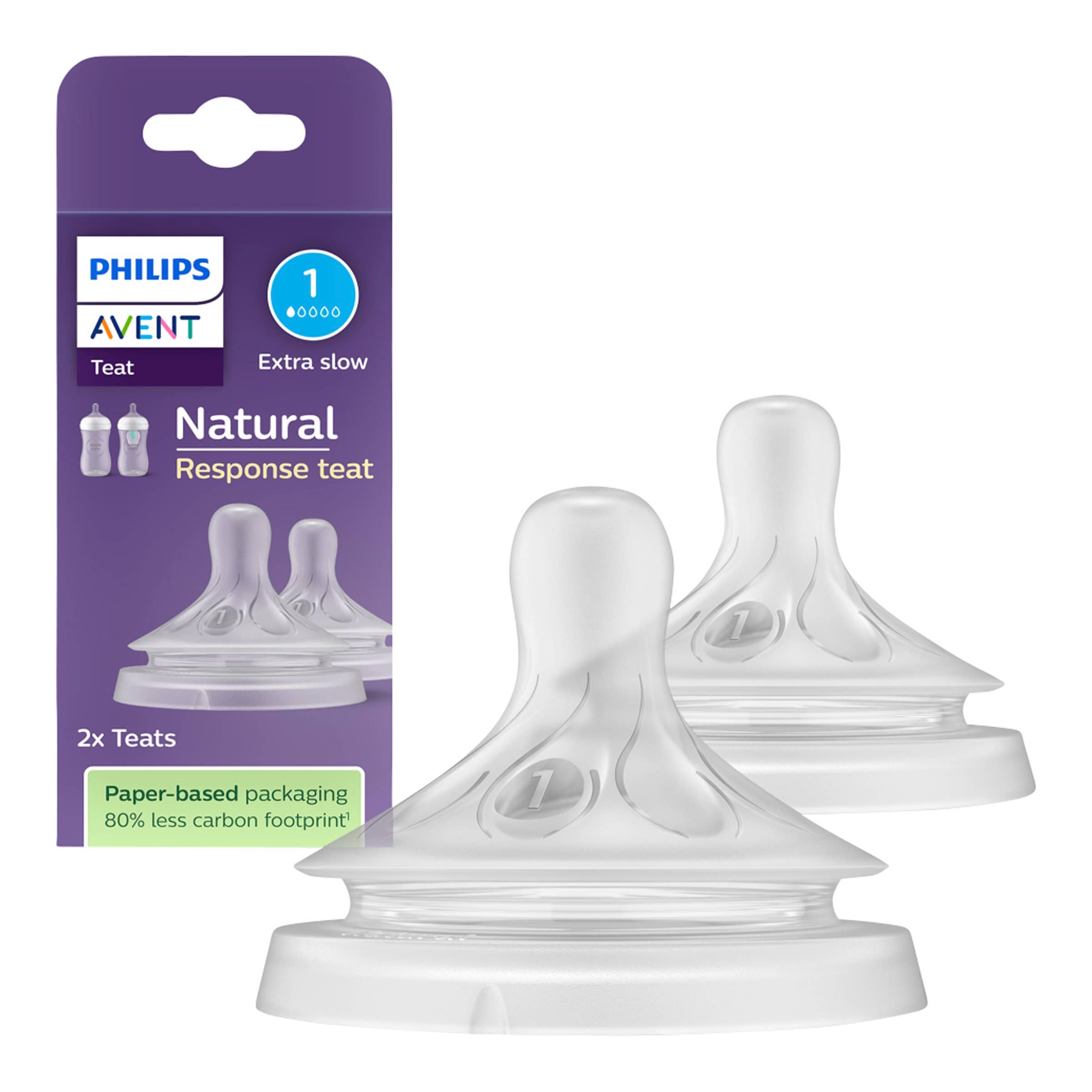 Philips Avent 2er-Pack Natural Response Sauger, Silikon, Stufe 1, ab Geburt