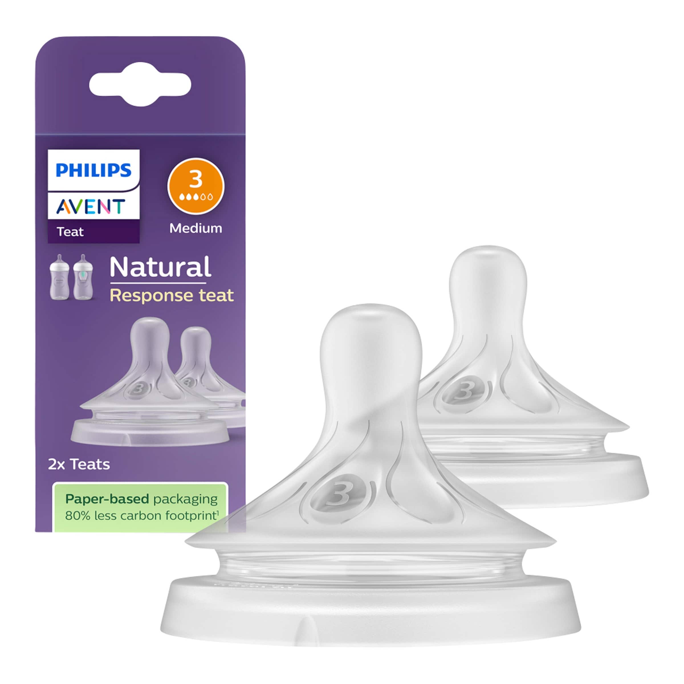 Philips Avent 2er-Pack Natural Response Sauger, Silikon, Stufe 3, ab 1M