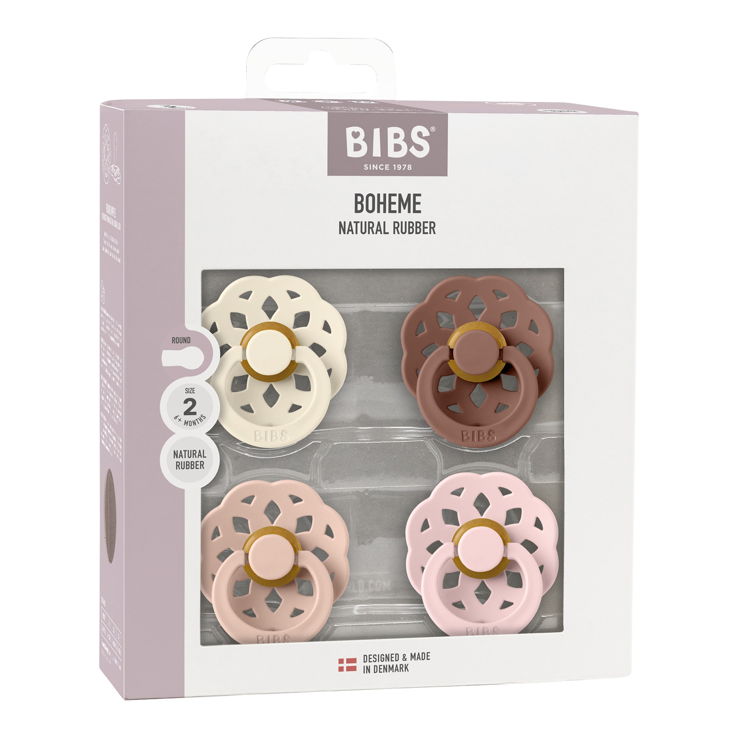 Bibs 4er-Pack Boheme Schnuller Latex, ab 6M