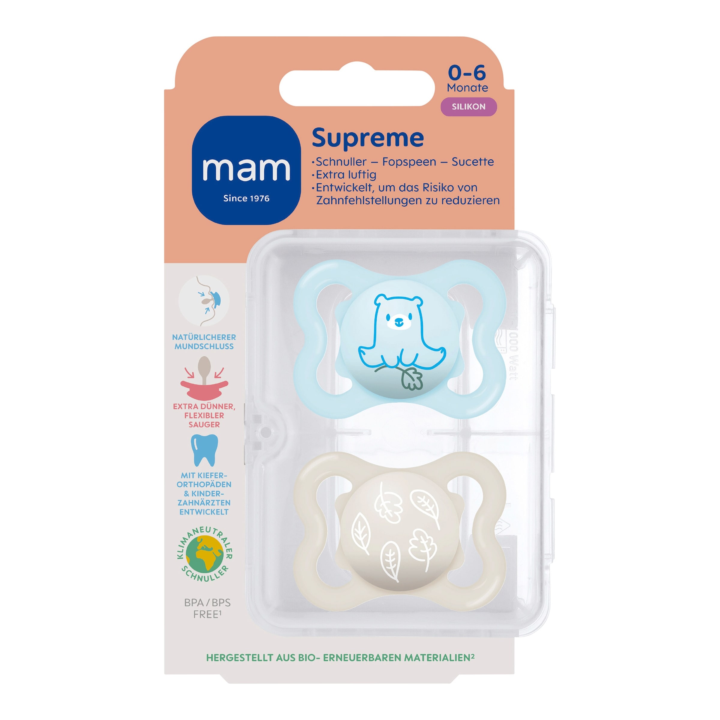 Mam 2er-Pack Schnuller Supreme Silikon, 0-6M