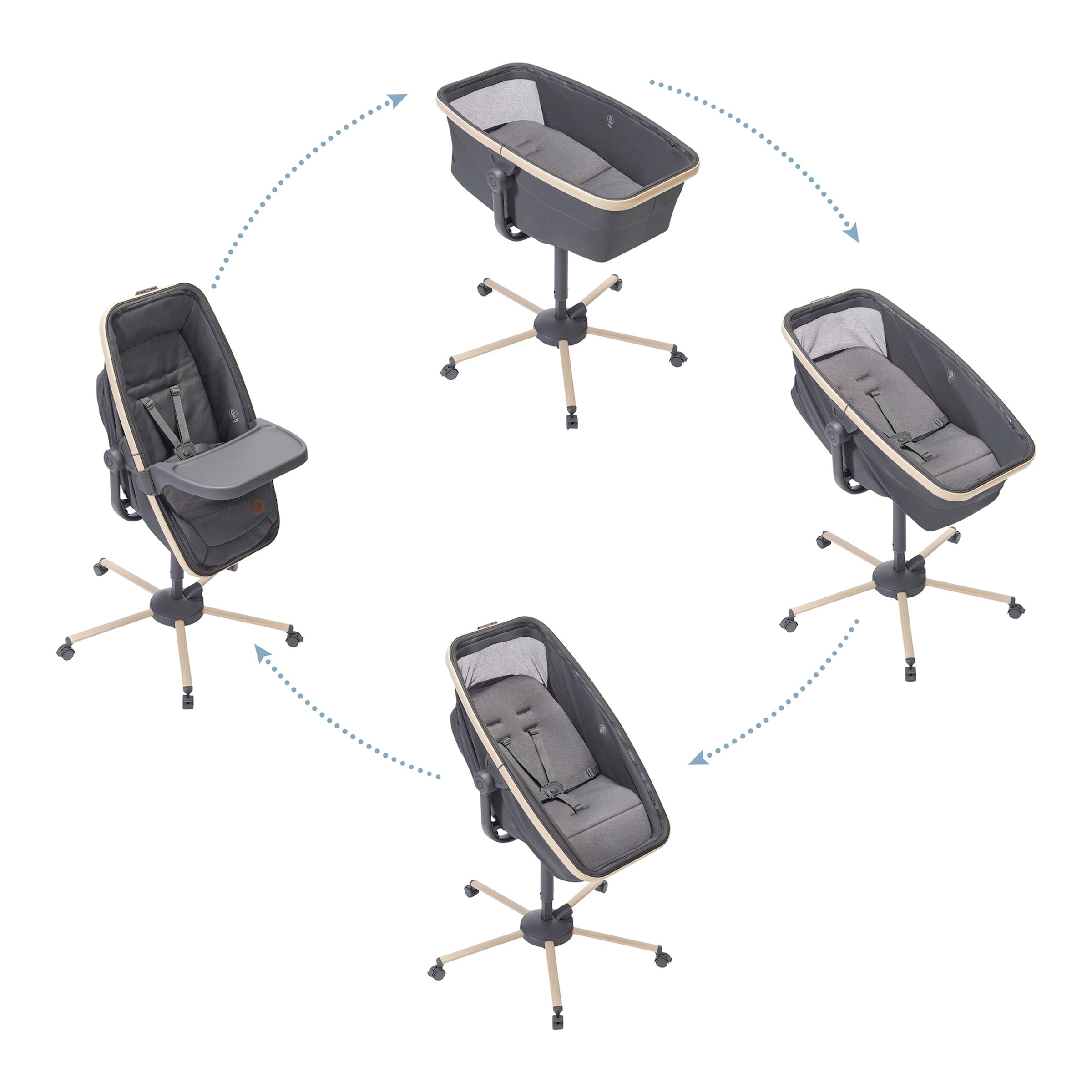 Maxi-Cosi Stubenwagen, Hochstuhl und Liegesessel Alba